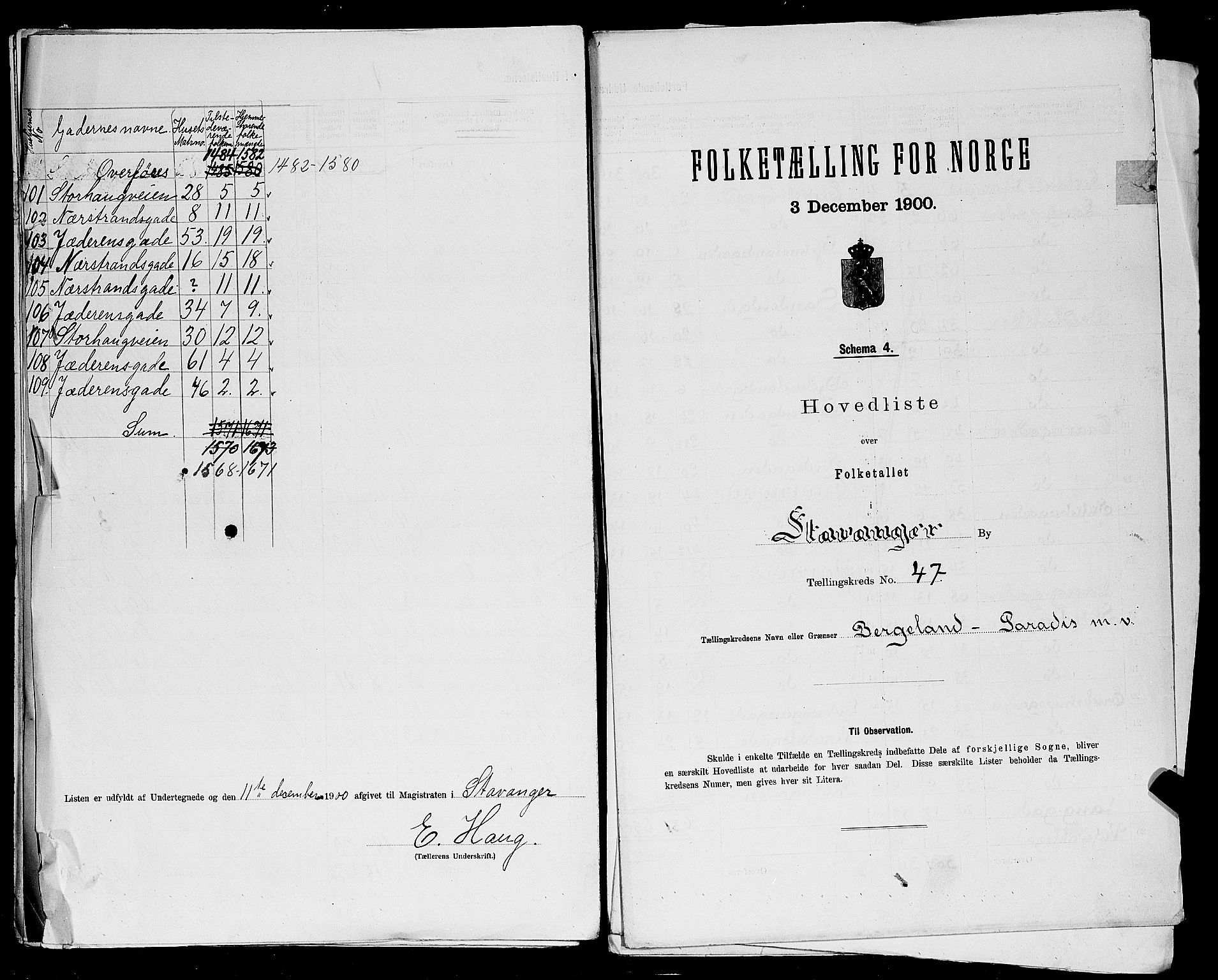 SAST, 1900 census for Stavanger, 1900, p. 221