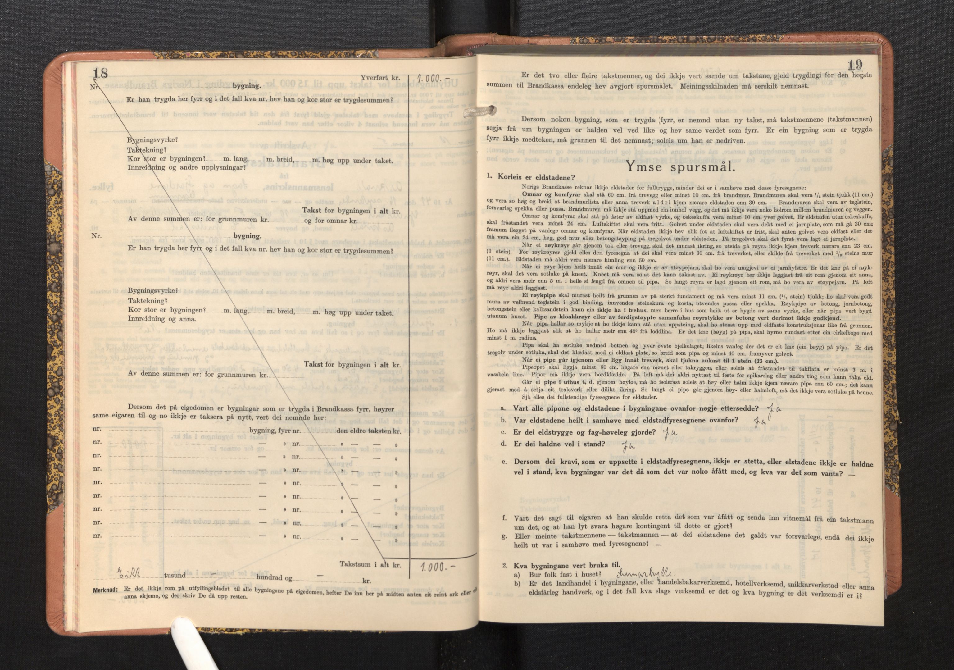 Lensmannen i Askvoll, AV/SAB-A-26301/0012/L0005: Branntakstprotokoll, skjematakst, 1940-1949, p. 18-19