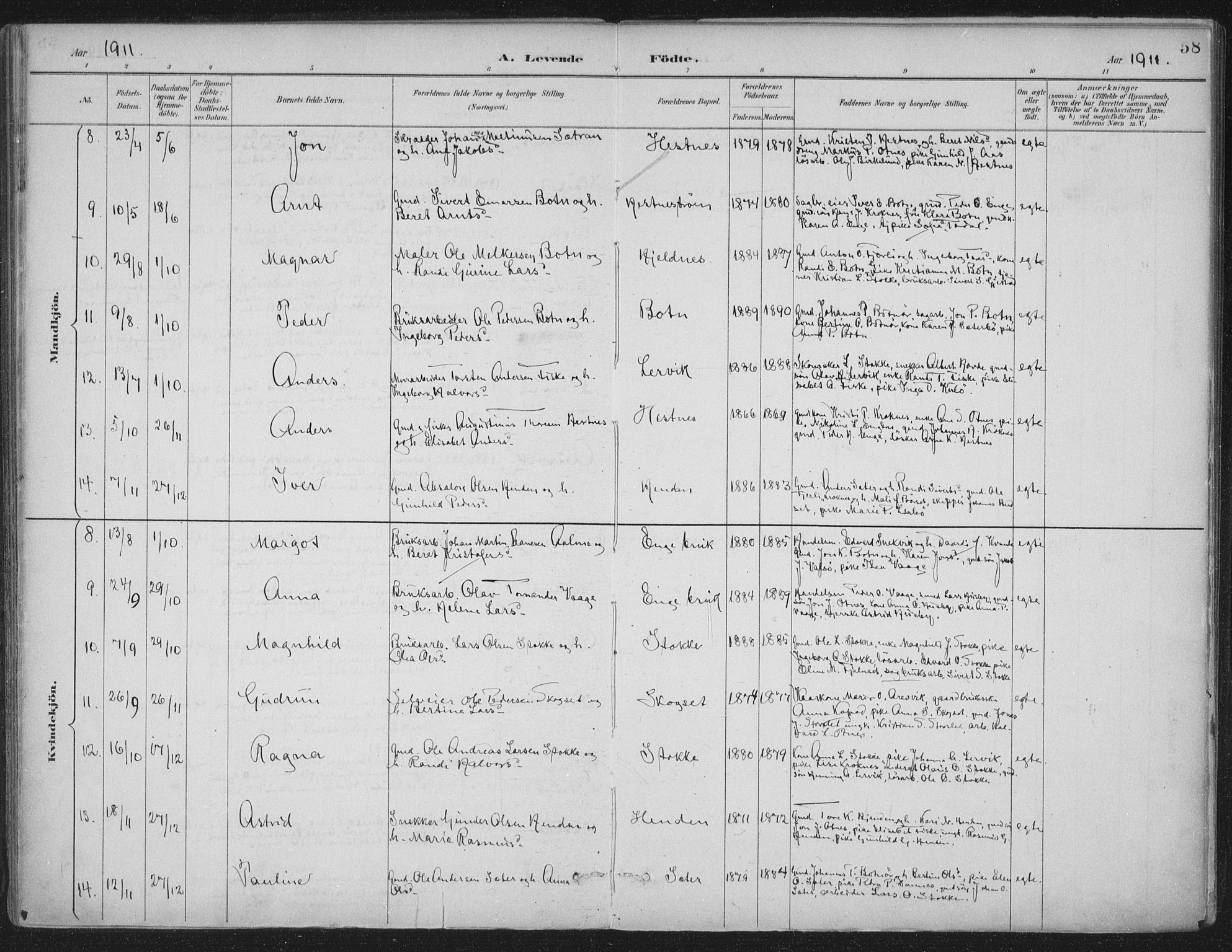 Ministerialprotokoller, klokkerbøker og fødselsregistre - Møre og Romsdal, AV/SAT-A-1454/580/L0925: Parish register (official) no. 580A02, 1888-1913, p. 58