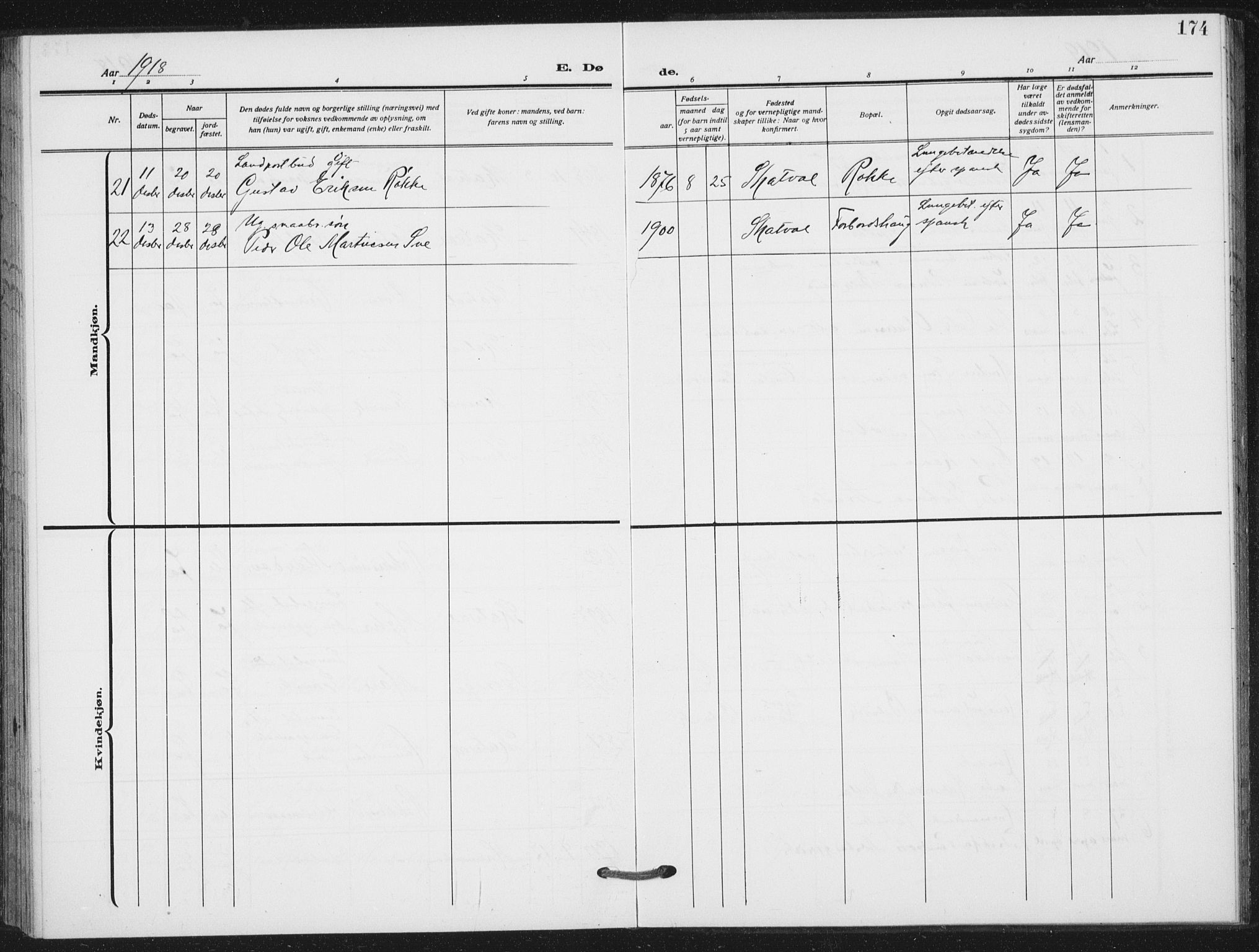 Ministerialprotokoller, klokkerbøker og fødselsregistre - Nord-Trøndelag, SAT/A-1458/712/L0102: Parish register (official) no. 712A03, 1916-1929, p. 174