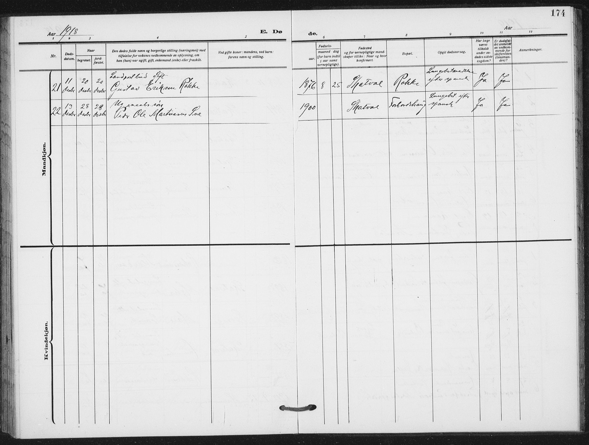 Ministerialprotokoller, klokkerbøker og fødselsregistre - Nord-Trøndelag, AV/SAT-A-1458/712/L0102: Parish register (official) no. 712A03, 1916-1929, p. 174