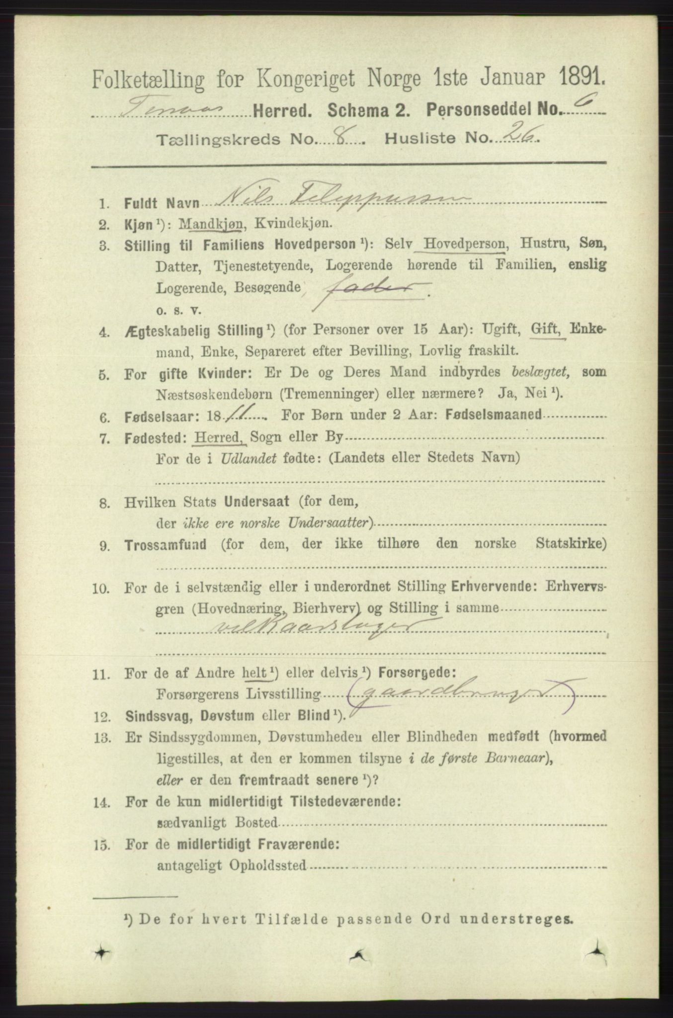 RA, 1891 census for 1218 Finnås, 1891, p. 3551