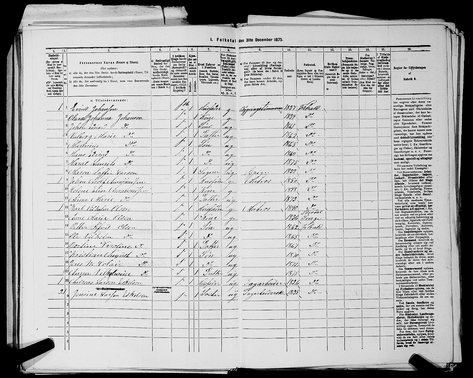 RA, 1875 census for 0101P Fredrikshald, 1875, p. 80