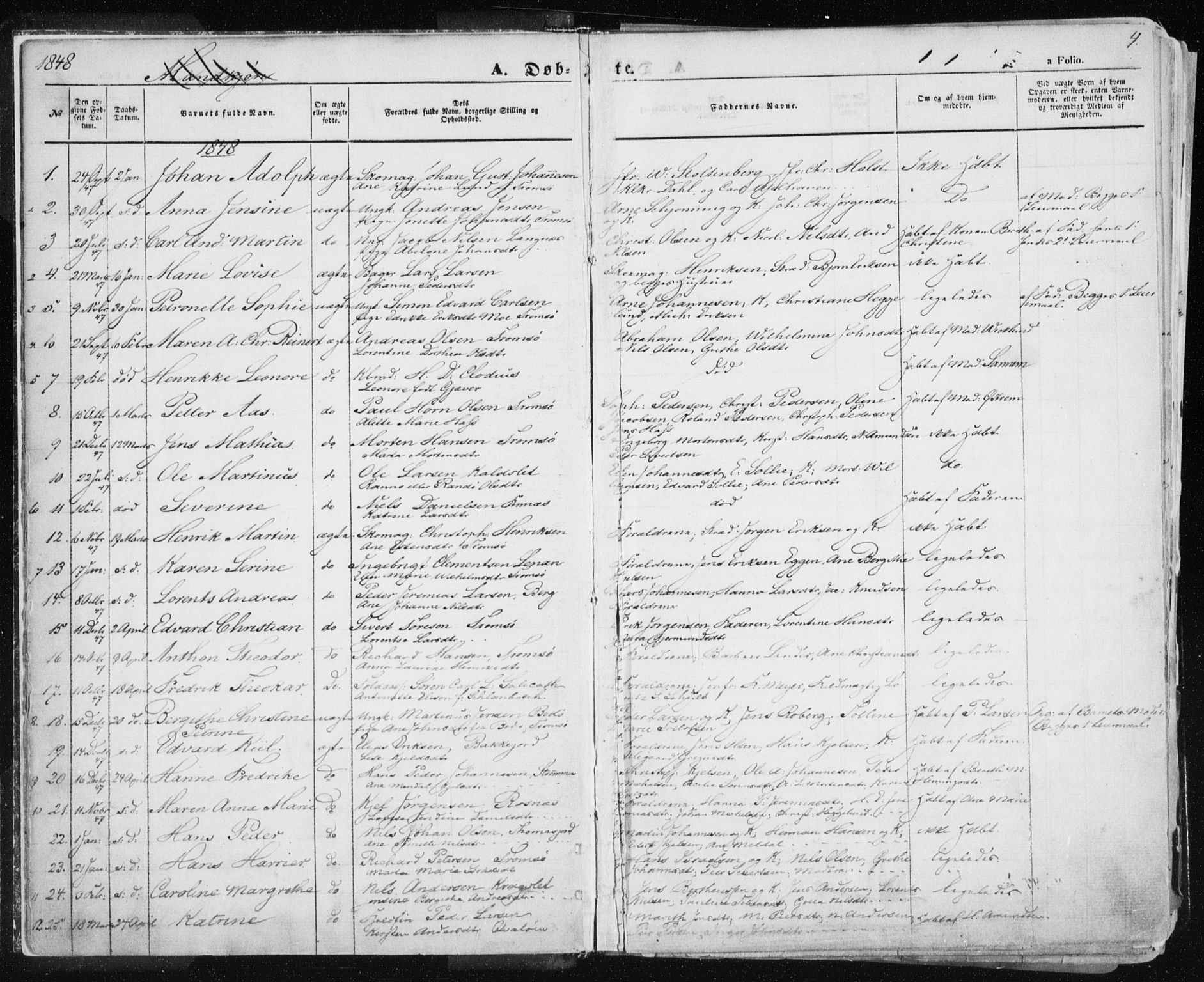 Tromsø sokneprestkontor/stiftsprosti/domprosti, SATØ/S-1343/G/Ga/L0010kirke: Parish register (official) no. 10, 1848-1855, p. 4