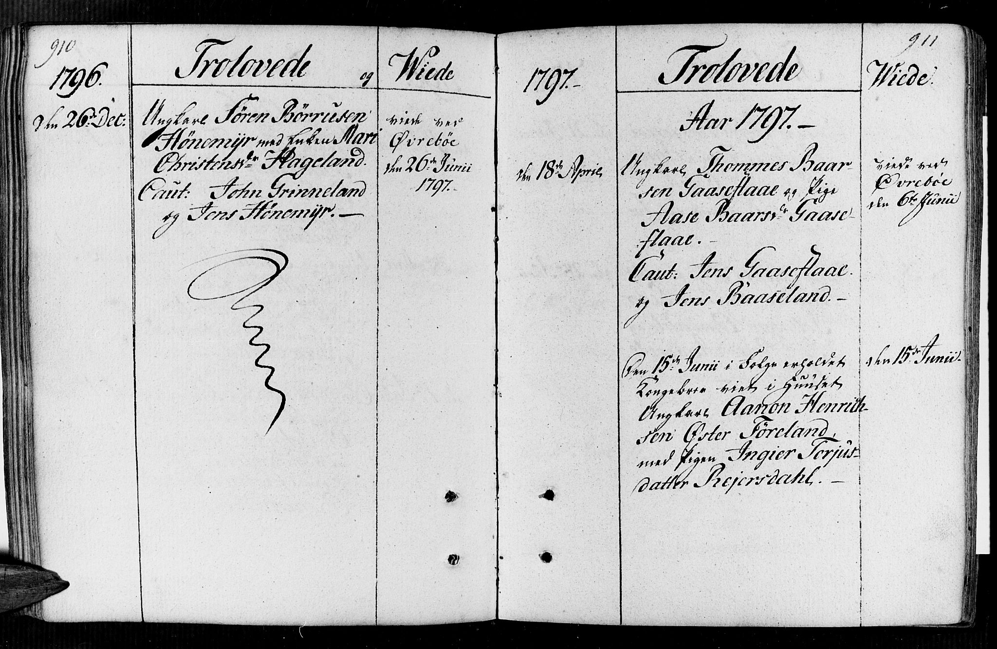 Vennesla sokneprestkontor, SAK/1111-0045/Fa/Faa/L0002: Parish register (official) no. A 2, 1785-1834, p. 910-911
