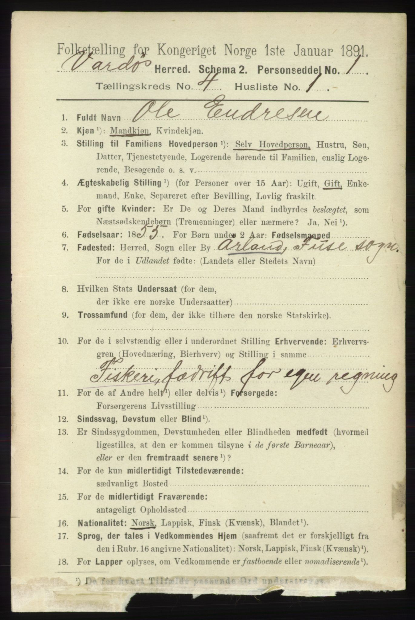 RA, 1891 census for 2028 Vardø, 1891, p. 1102