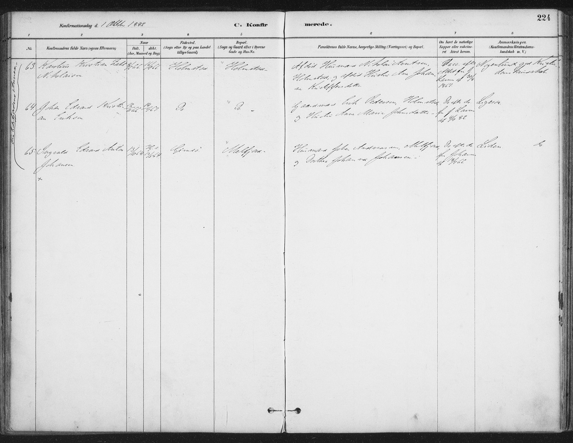 Ministerialprotokoller, klokkerbøker og fødselsregistre - Nordland, AV/SAT-A-1459/888/L1244: Parish register (official) no. 888A10, 1880-1890, p. 224