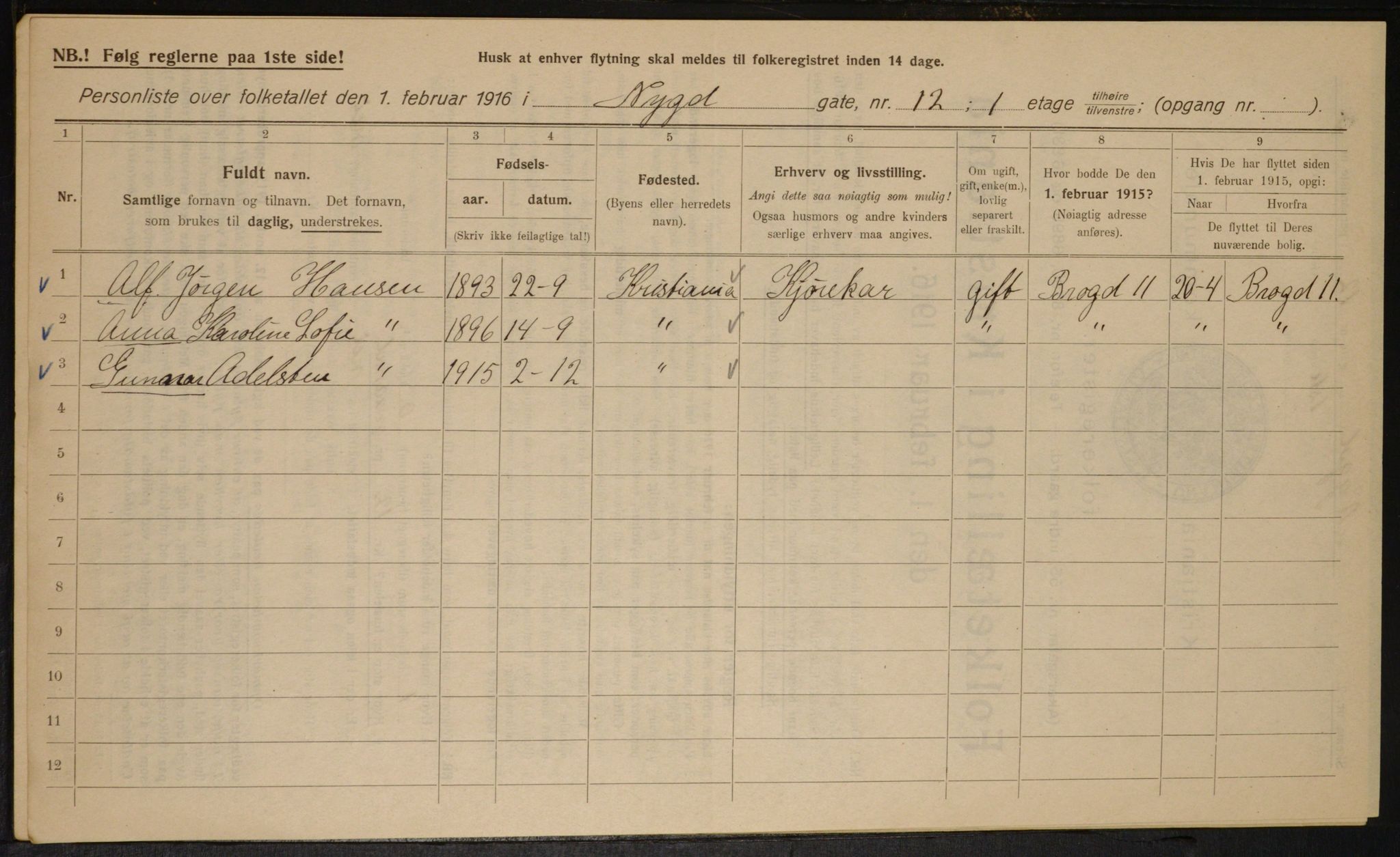 OBA, Municipal Census 1916 for Kristiania, 1916, p. 75767