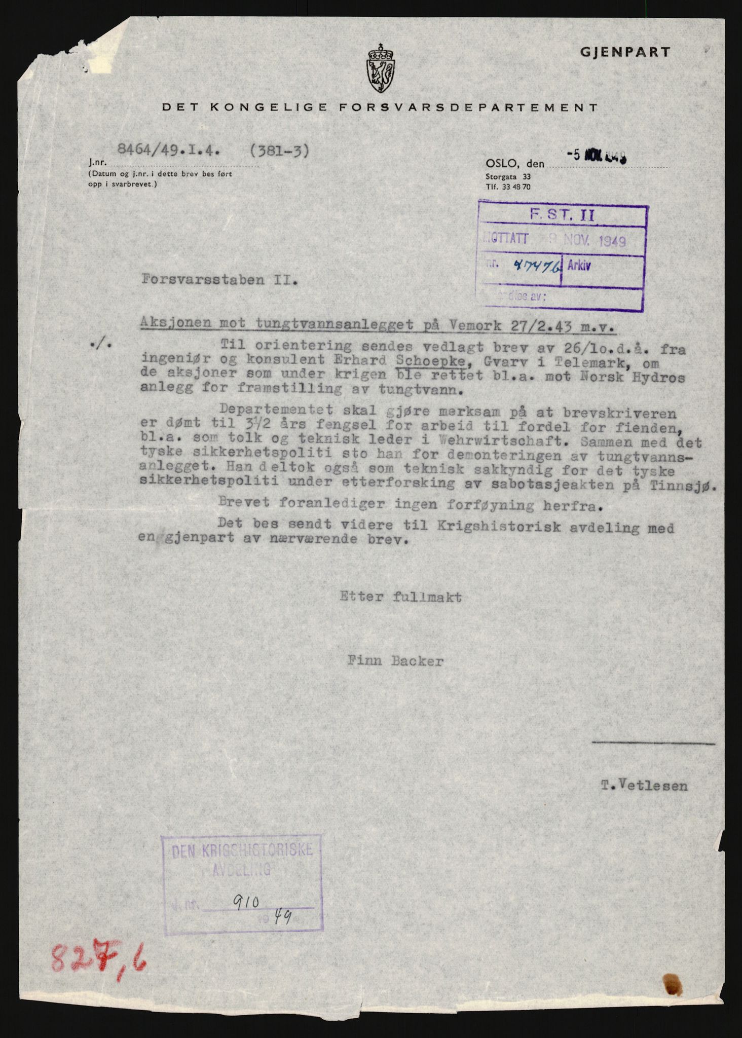 Forsvaret, Forsvarets krigshistoriske avdeling, AV/RA-RAFA-2017/Y/Yb/L0161: II-C-11-827  -  Luftvernet, 1940, p. 1270