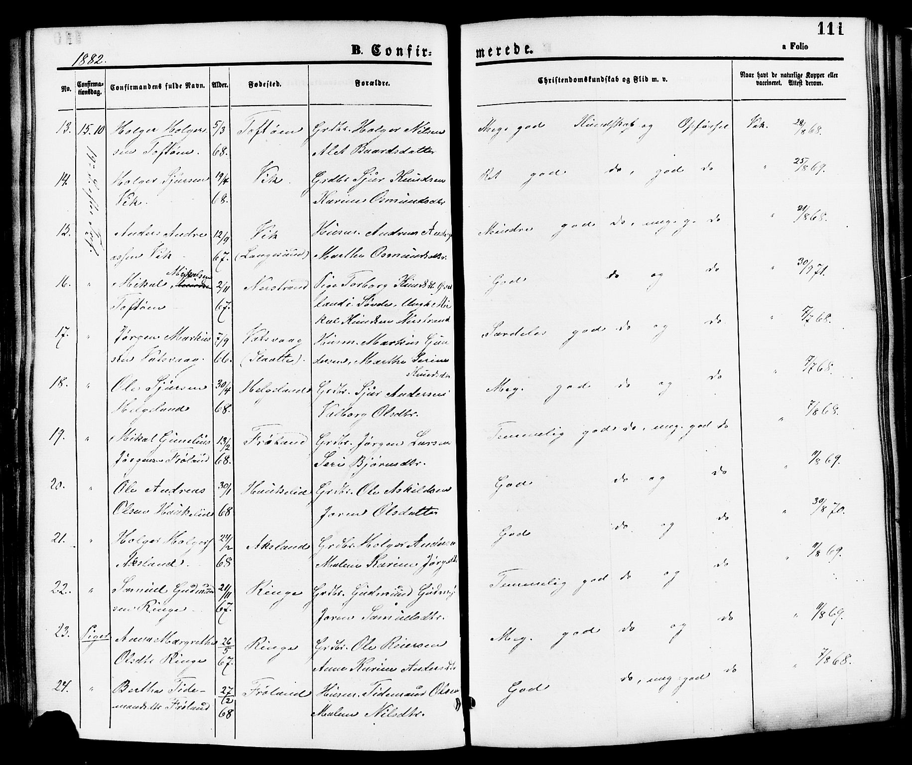 Nedstrand sokneprestkontor, SAST/A-101841/01/IV: Parish register (official) no. A 11, 1877-1887, p. 111