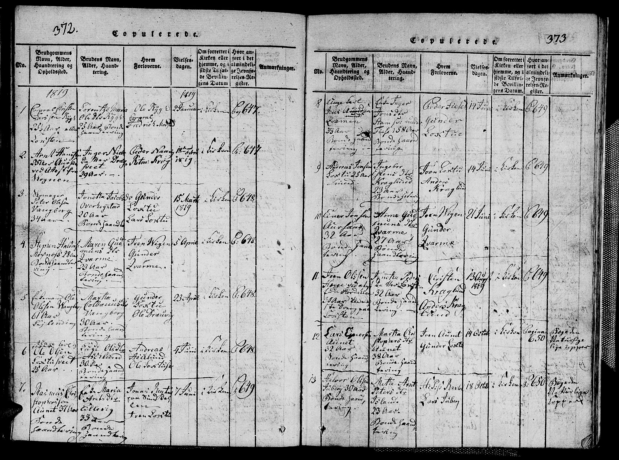 Ministerialprotokoller, klokkerbøker og fødselsregistre - Nord-Trøndelag, SAT/A-1458/713/L0124: Parish register (copy) no. 713C01, 1817-1827, p. 372-373