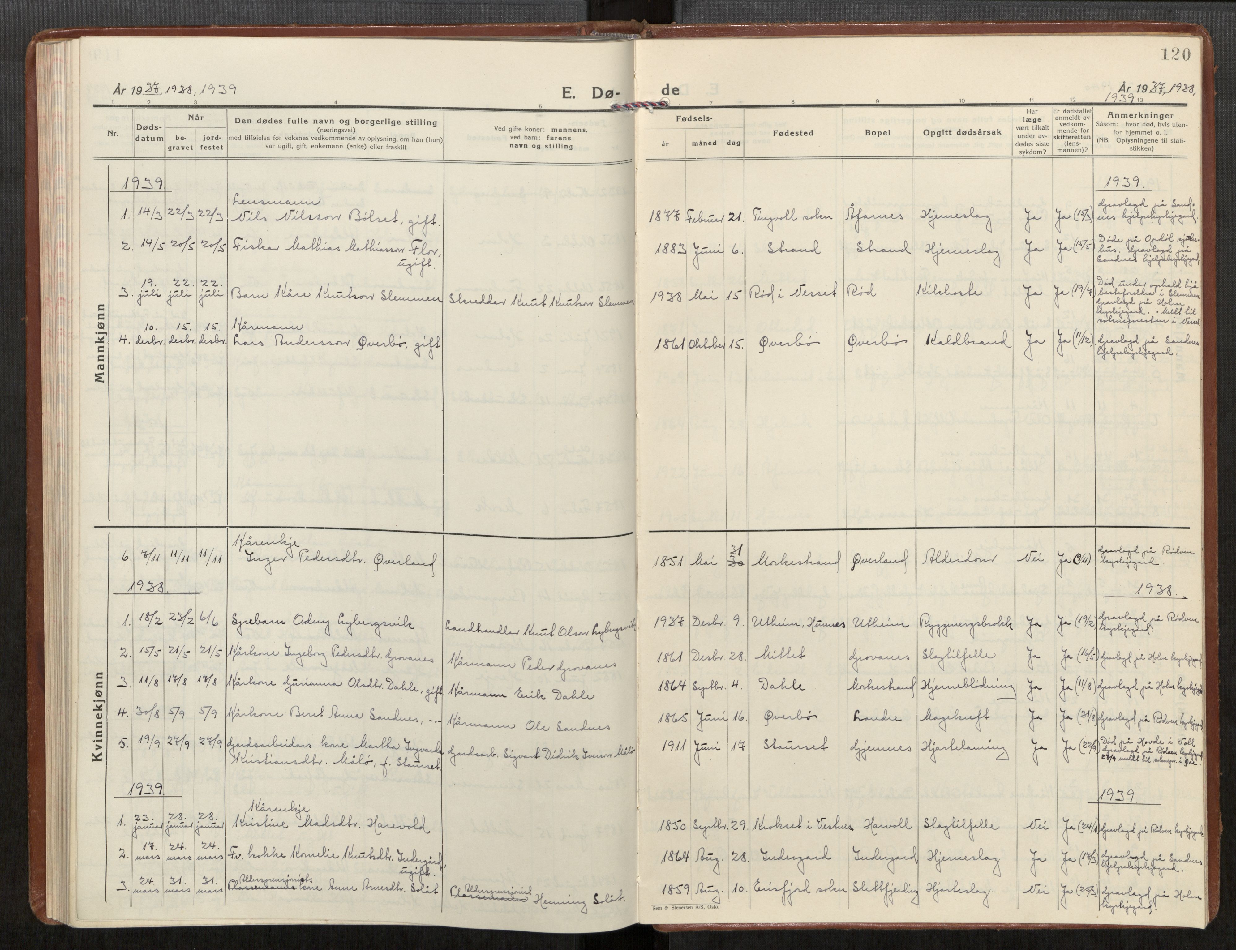 Ministerialprotokoller, klokkerbøker og fødselsregistre - Møre og Romsdal, AV/SAT-A-1454/549/L0619: Parish register (official) no. 549A02, 1928-1951, p. 120