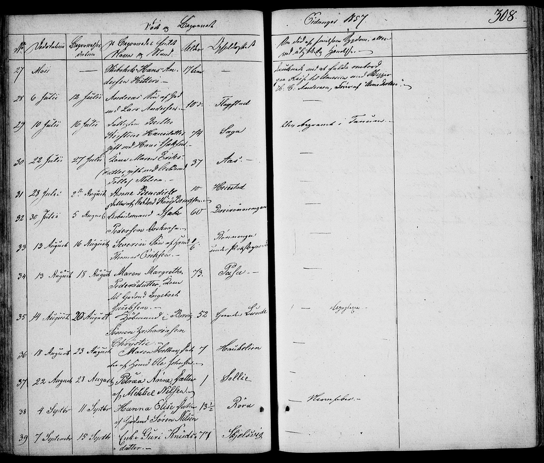 Eidanger kirkebøker, SAKO/A-261/F/Fa/L0008: Parish register (official) no. 8, 1831-1858, p. 308