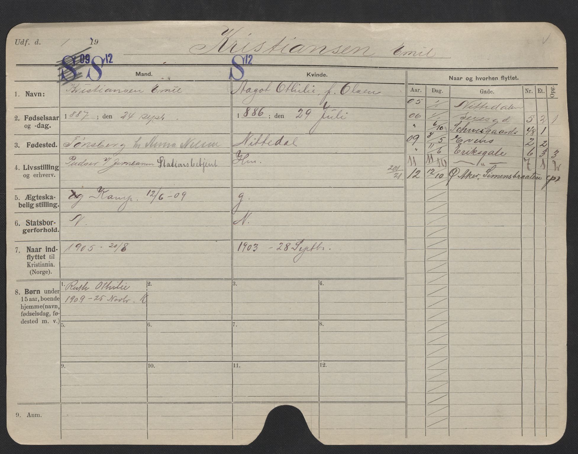 Oslo folkeregister, Registerkort, SAO/A-11715/F/Fa/Fac/L0006: Menn, 1906-1914, p. 651a