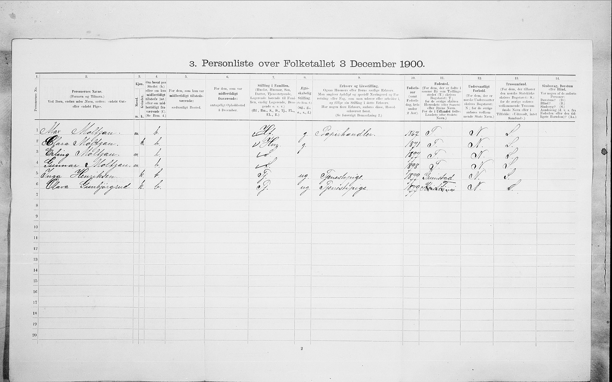 SAO, 1900 census for Kristiania, 1900, p. 83349