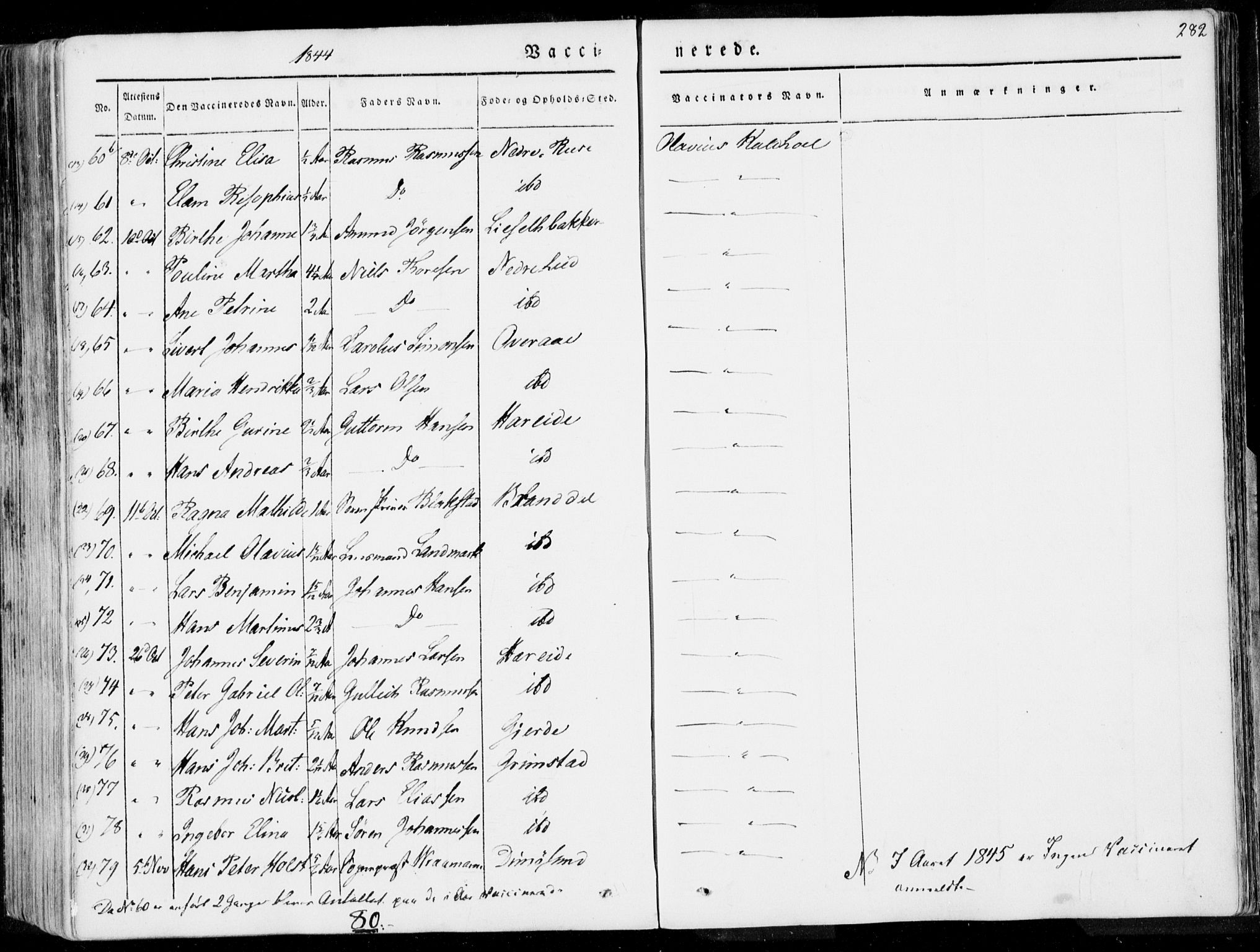 Ministerialprotokoller, klokkerbøker og fødselsregistre - Møre og Romsdal, AV/SAT-A-1454/509/L0104: Parish register (official) no. 509A02, 1833-1847, p. 282