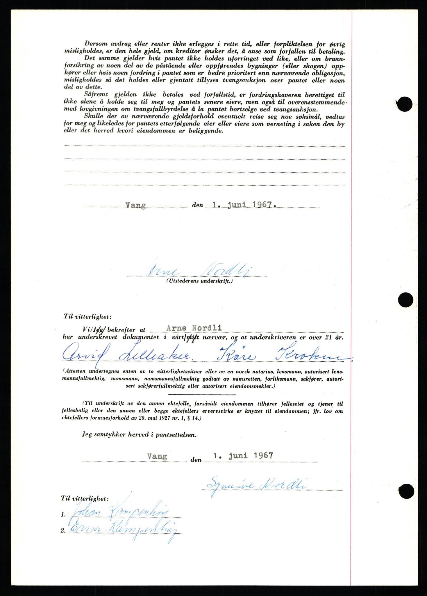 Nord-Hedmark sorenskriveri, SAH/TING-012/H/Hb/Hbf/L0071: Mortgage book no. B71, 1967-1967, Diary no: : 3005/1967