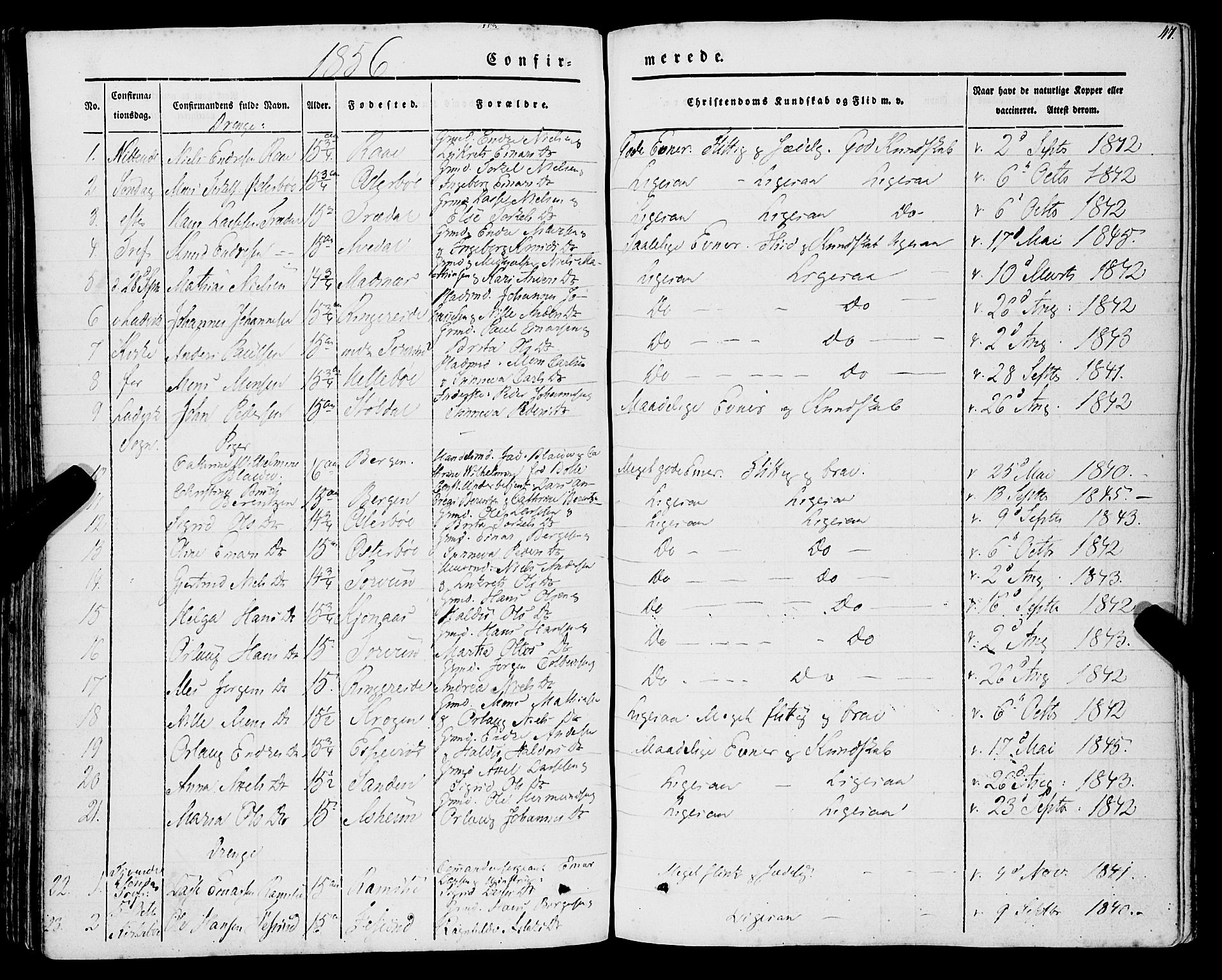 Lavik sokneprestembete, SAB/A-80901: Parish register (official) no. A 3, 1843-1863, p. 47