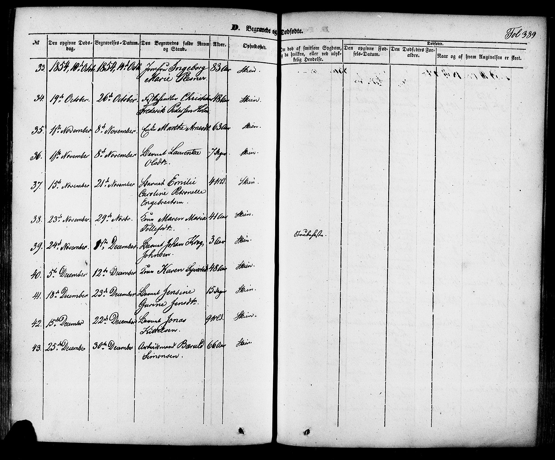 Skien kirkebøker, SAKO/A-302/F/Fa/L0006a: Parish register (official) no. 6A, 1843-1856, p. 389