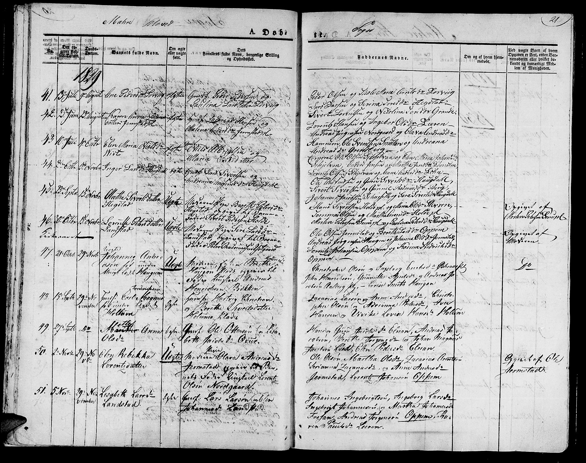 Ministerialprotokoller, klokkerbøker og fødselsregistre - Nord-Trøndelag, AV/SAT-A-1458/735/L0336: Parish register (official) no. 735A05 /1, 1825-1835, p. 21