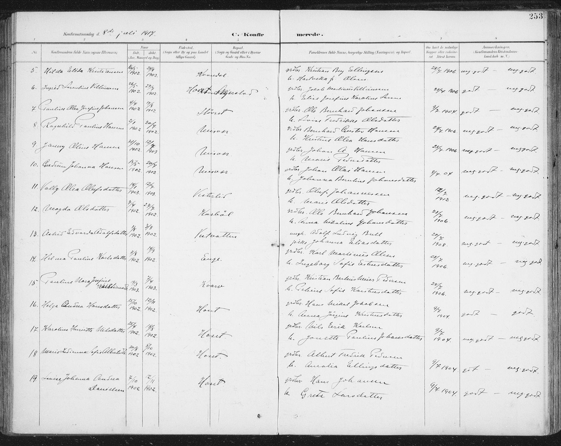 Ministerialprotokoller, klokkerbøker og fødselsregistre - Nordland, SAT/A-1459/852/L0741: Parish register (official) no. 852A11, 1894-1917, p. 253