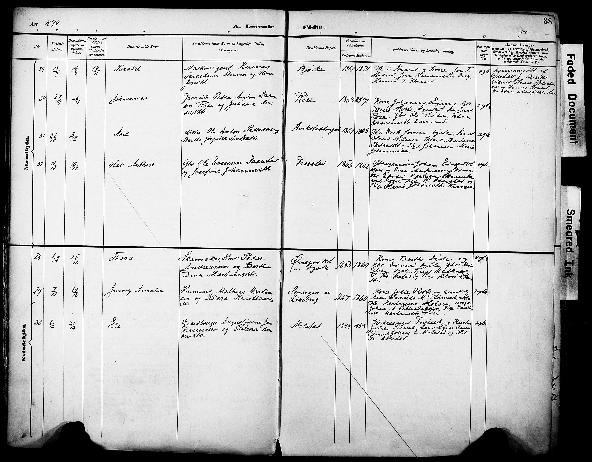 Vestre Toten prestekontor, AV/SAH-PREST-108/H/Ha/Haa/L0013: Parish register (official) no. 13, 1895-1911, p. 38