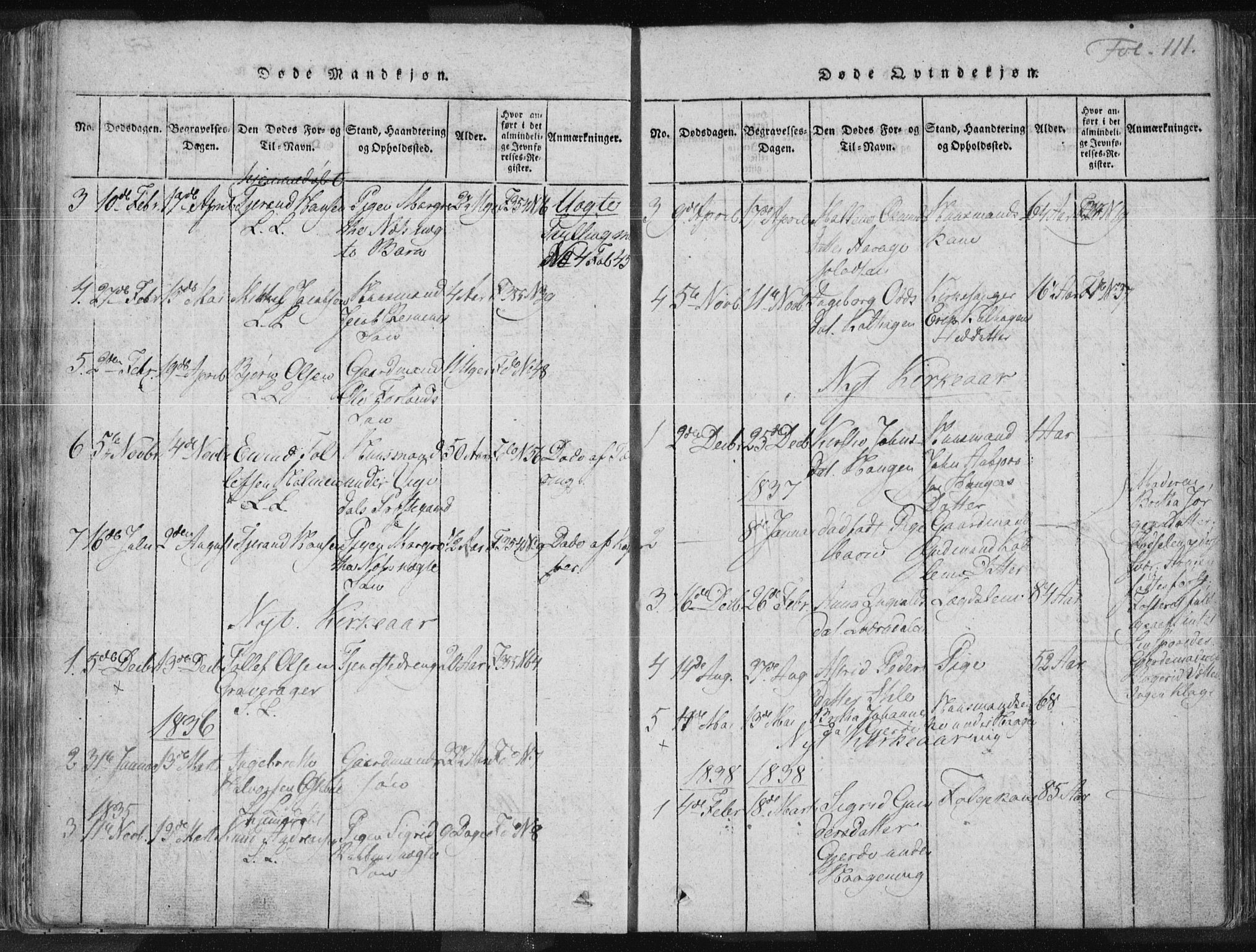 Vikedal sokneprestkontor, SAST/A-101840/01/IV: Parish register (official) no. A 3, 1817-1850, p. 111