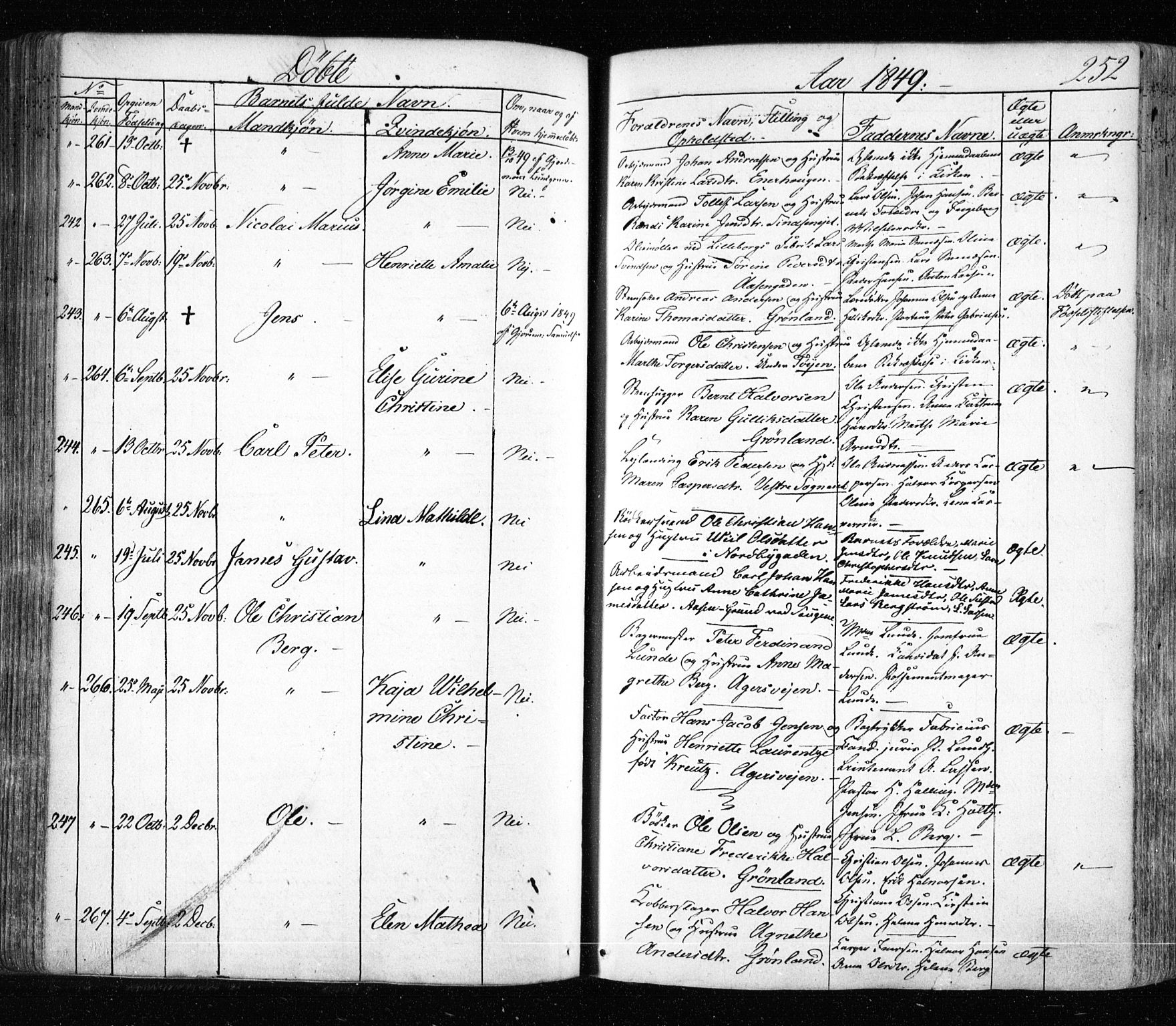 Aker prestekontor kirkebøker, AV/SAO-A-10861/F/L0019: Parish register (official) no. 19, 1842-1852, p. 252