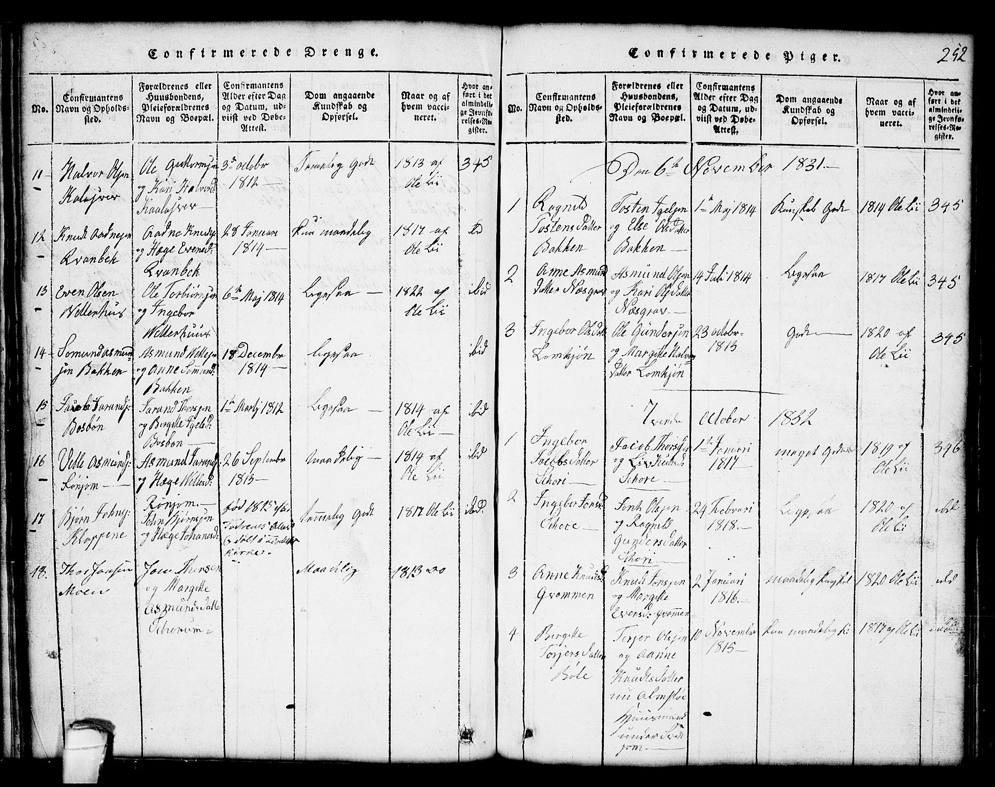 Seljord kirkebøker, SAKO/A-20/G/Gc/L0001: Parish register (copy) no. III 1, 1815-1849, p. 252