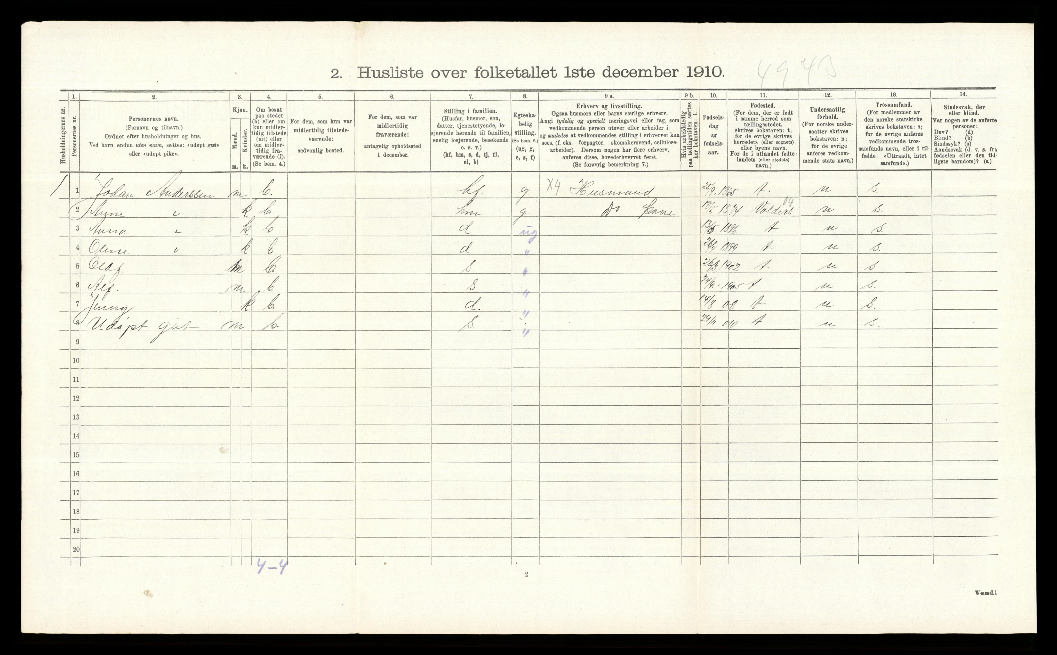 RA, 1910 census for Stange, 1910, p. 1725