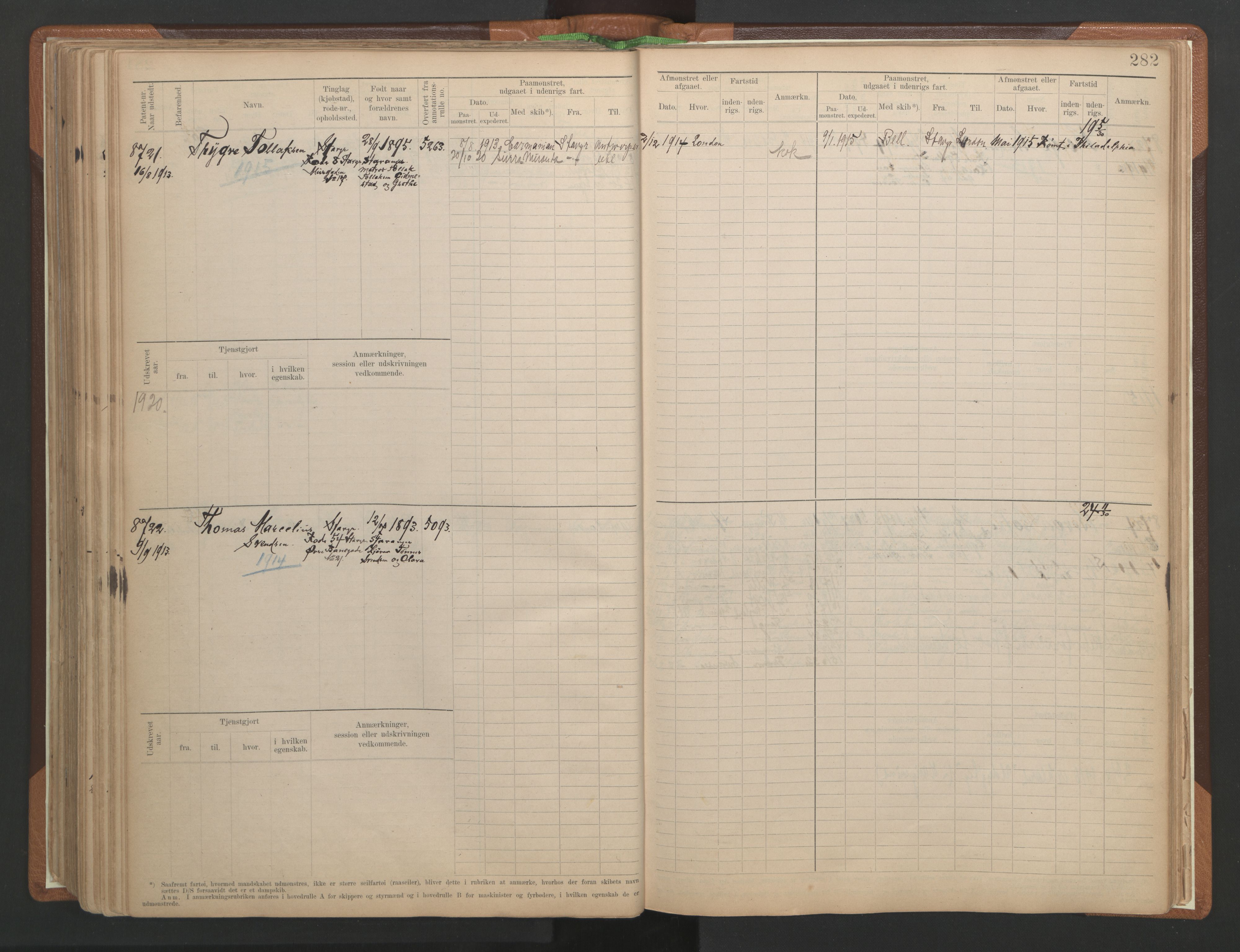 Stavanger sjømannskontor, AV/SAST-A-102006/F/Fb/Fbb/L0026: Sjøfartshovedrulle (defekt), 1904, p. 286