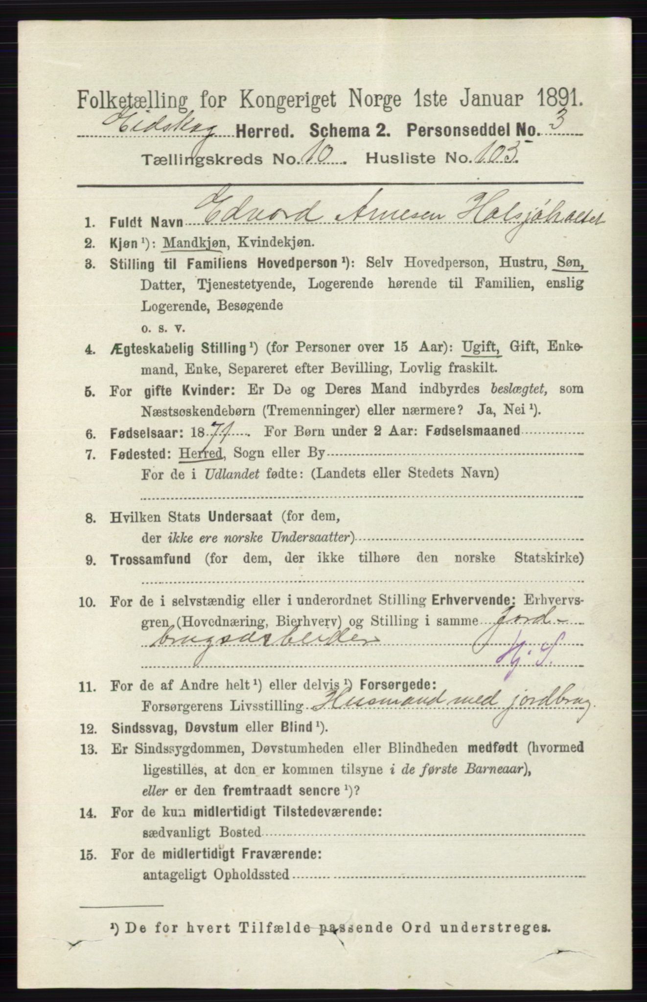 RA, 1891 census for 0420 Eidskog, 1891, p. 6702