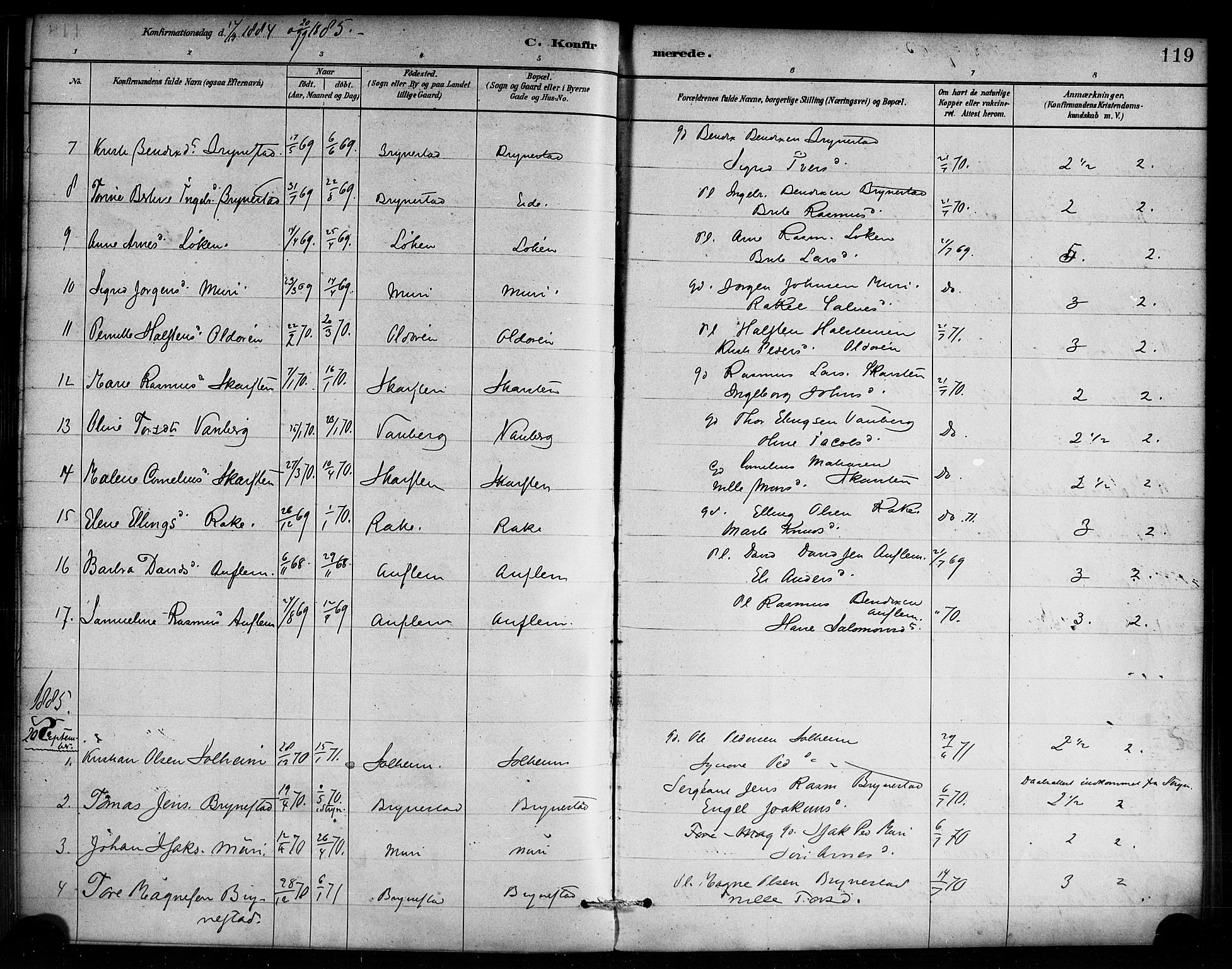 Innvik sokneprestembete, SAB/A-80501: Parish register (official) no. C 1, 1879-1900, p. 119