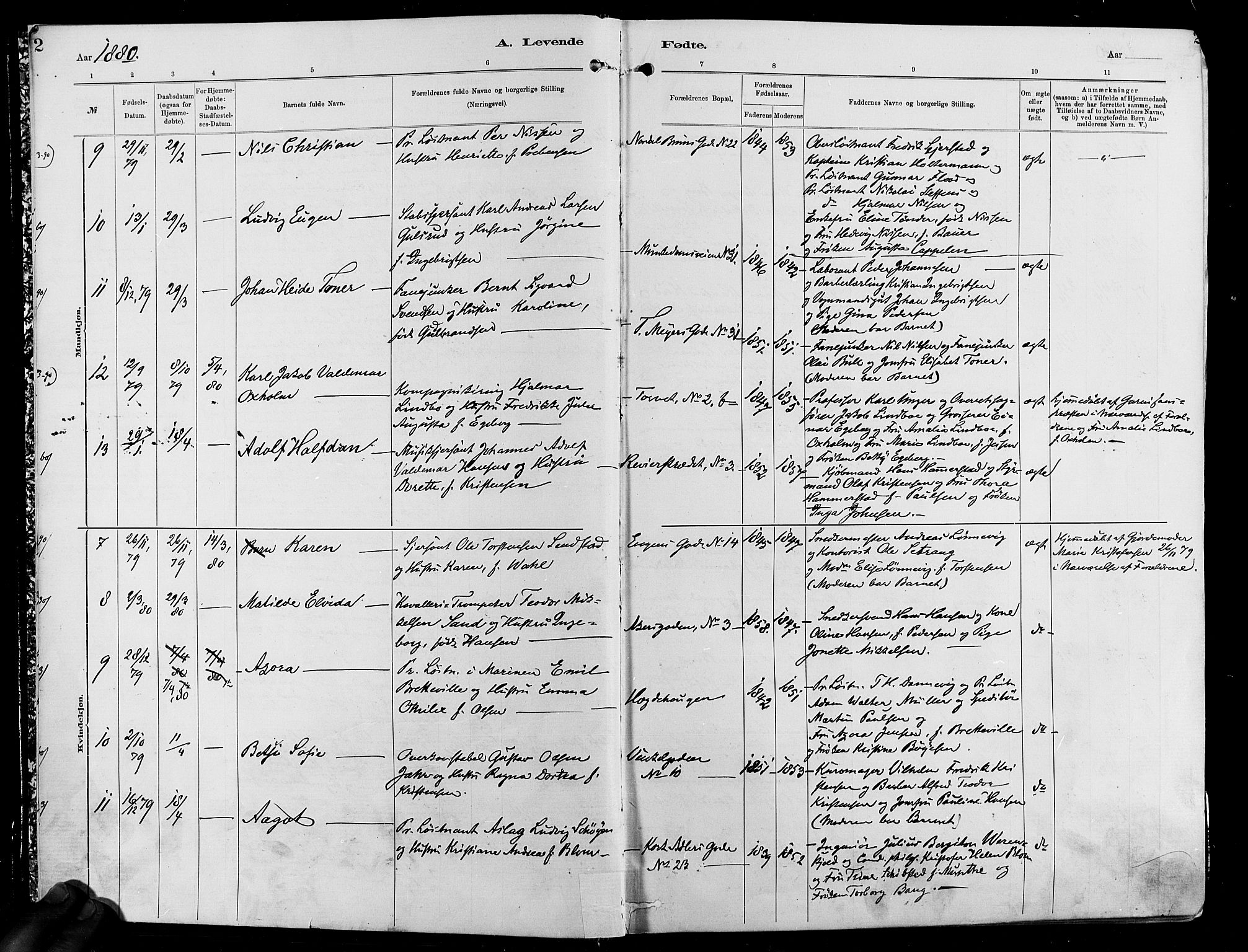 Garnisonsmenigheten Kirkebøker, AV/SAO-A-10846/F/Fa/L0012: Parish register (official) no. 12, 1880-1893, p. 2