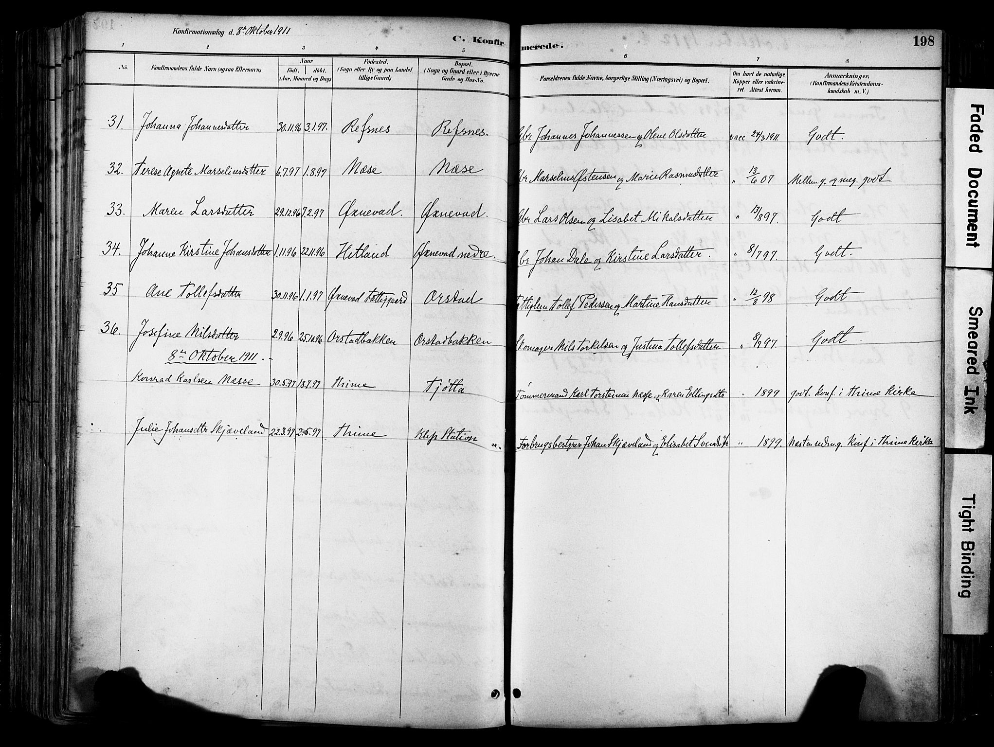 Klepp sokneprestkontor, SAST/A-101803/001/3/30BA/L0009: Parish register (official) no. A 7, 1886-1915, p. 198
