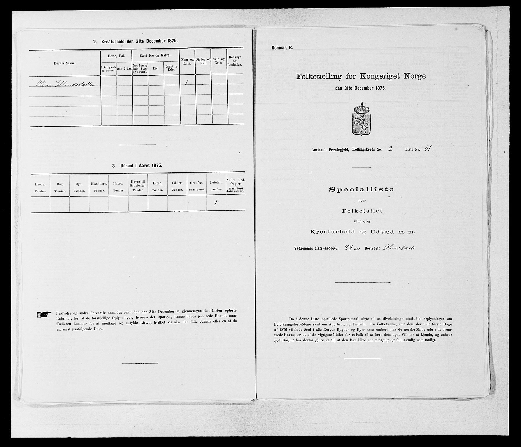 SAB, 1875 census for 1421P Aurland, 1875, p. 237