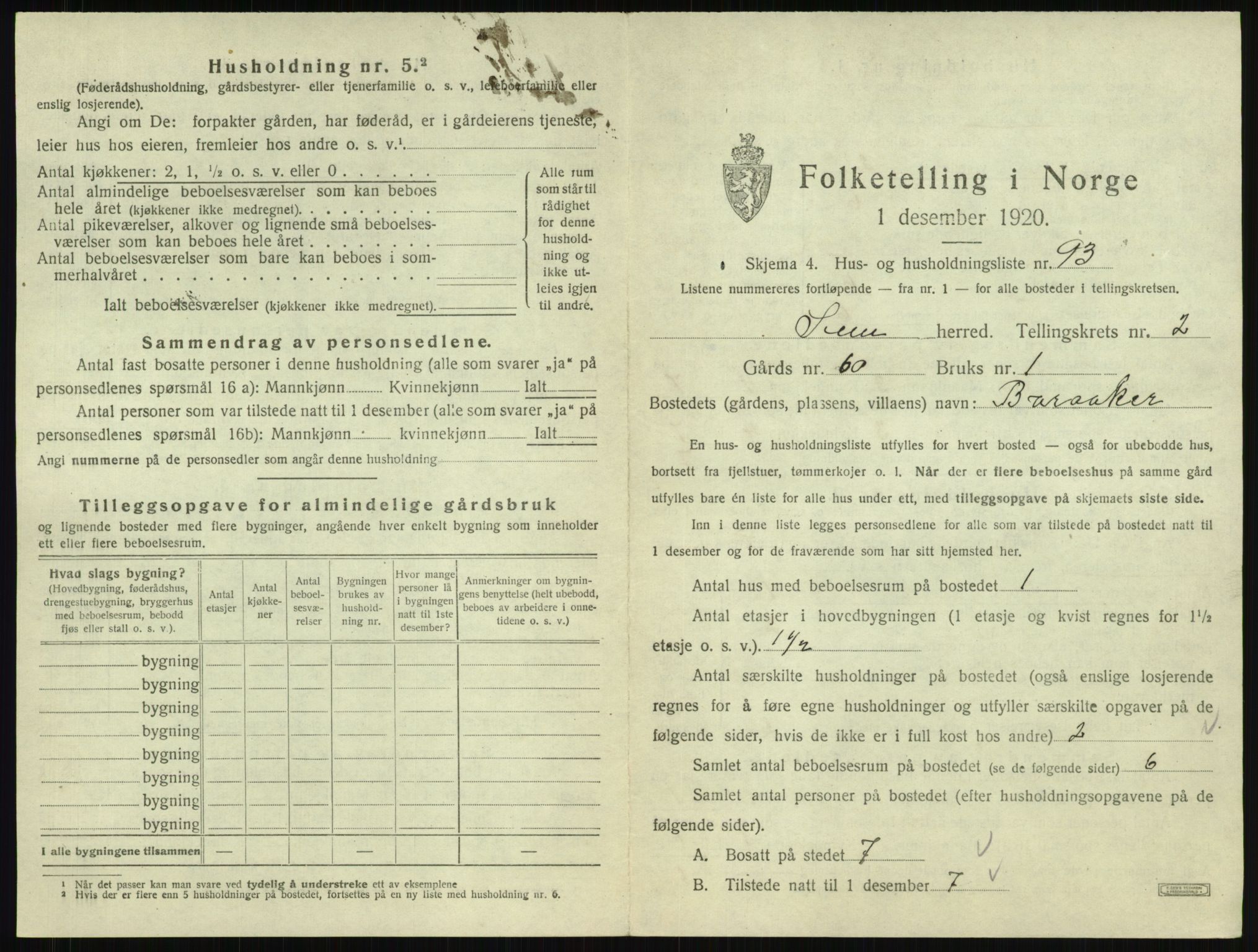 SAKO, 1920 census for Sem, 1920, p. 619