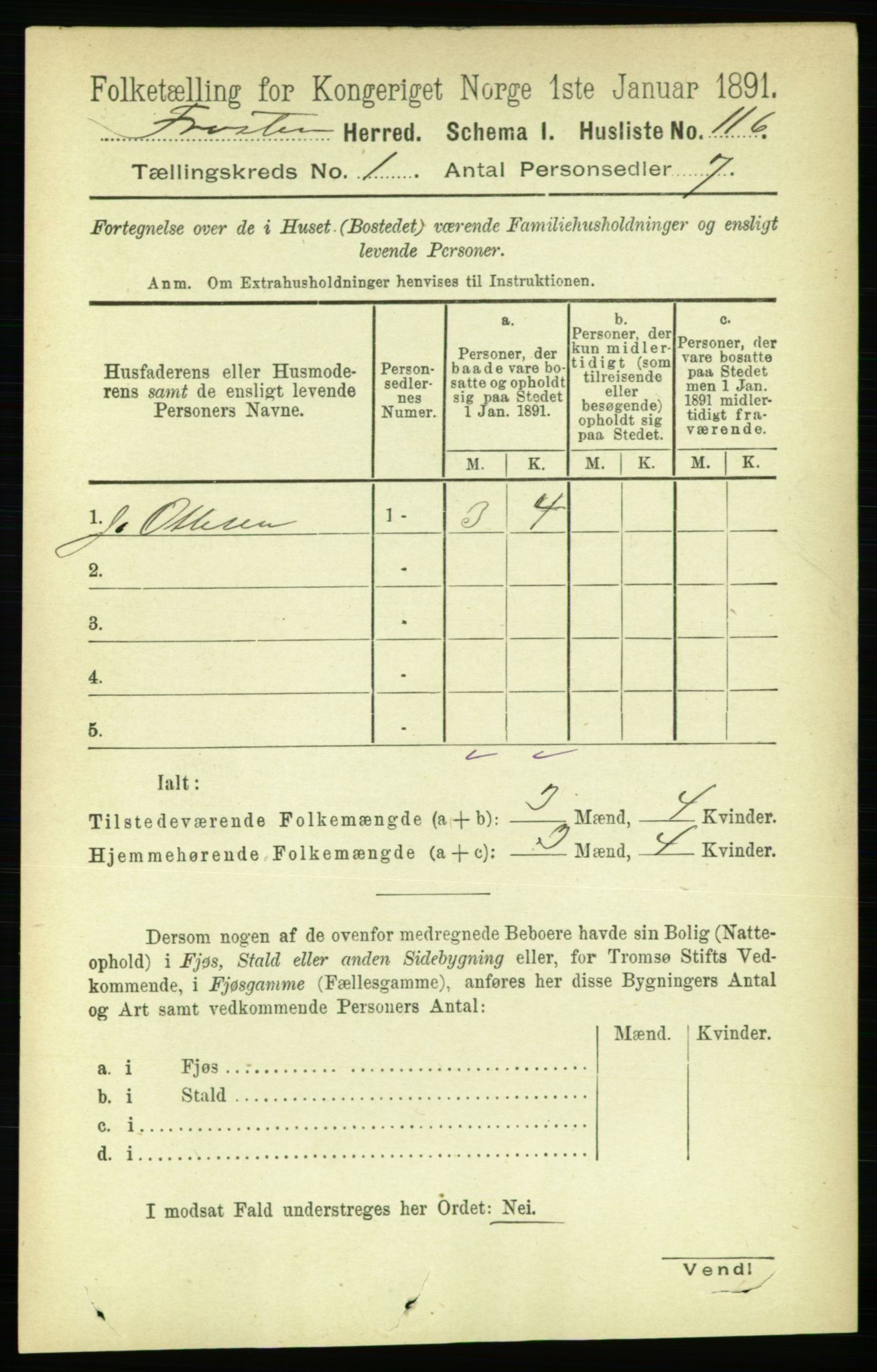 RA, 1891 census for 1717 Frosta, 1891, p. 138