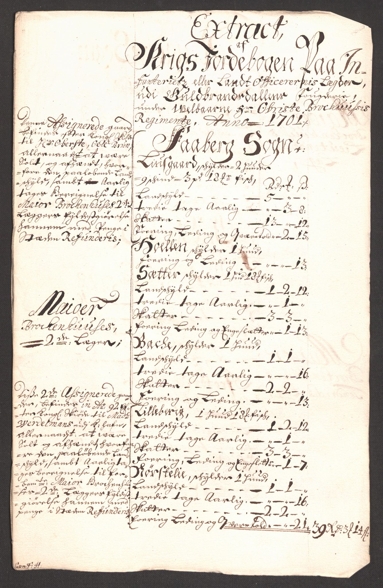 Rentekammeret inntil 1814, Reviderte regnskaper, Fogderegnskap, RA/EA-4092/R17/L1174: Fogderegnskap Gudbrandsdal, 1701, p. 131