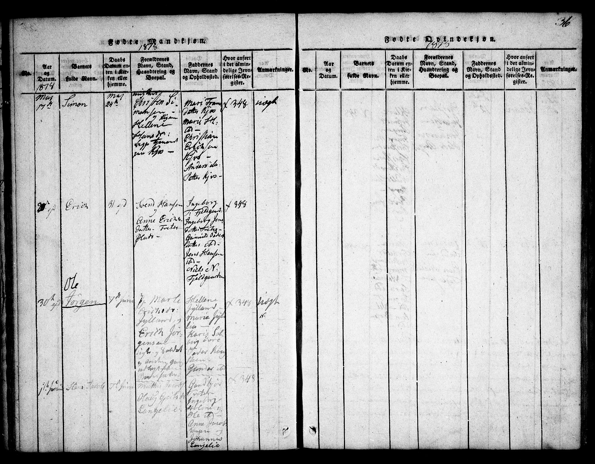 Skiptvet prestekontor Kirkebøker, AV/SAO-A-20009/F/Fa/L0005: Parish register (official) no. 5, 1814-1838, p. 36