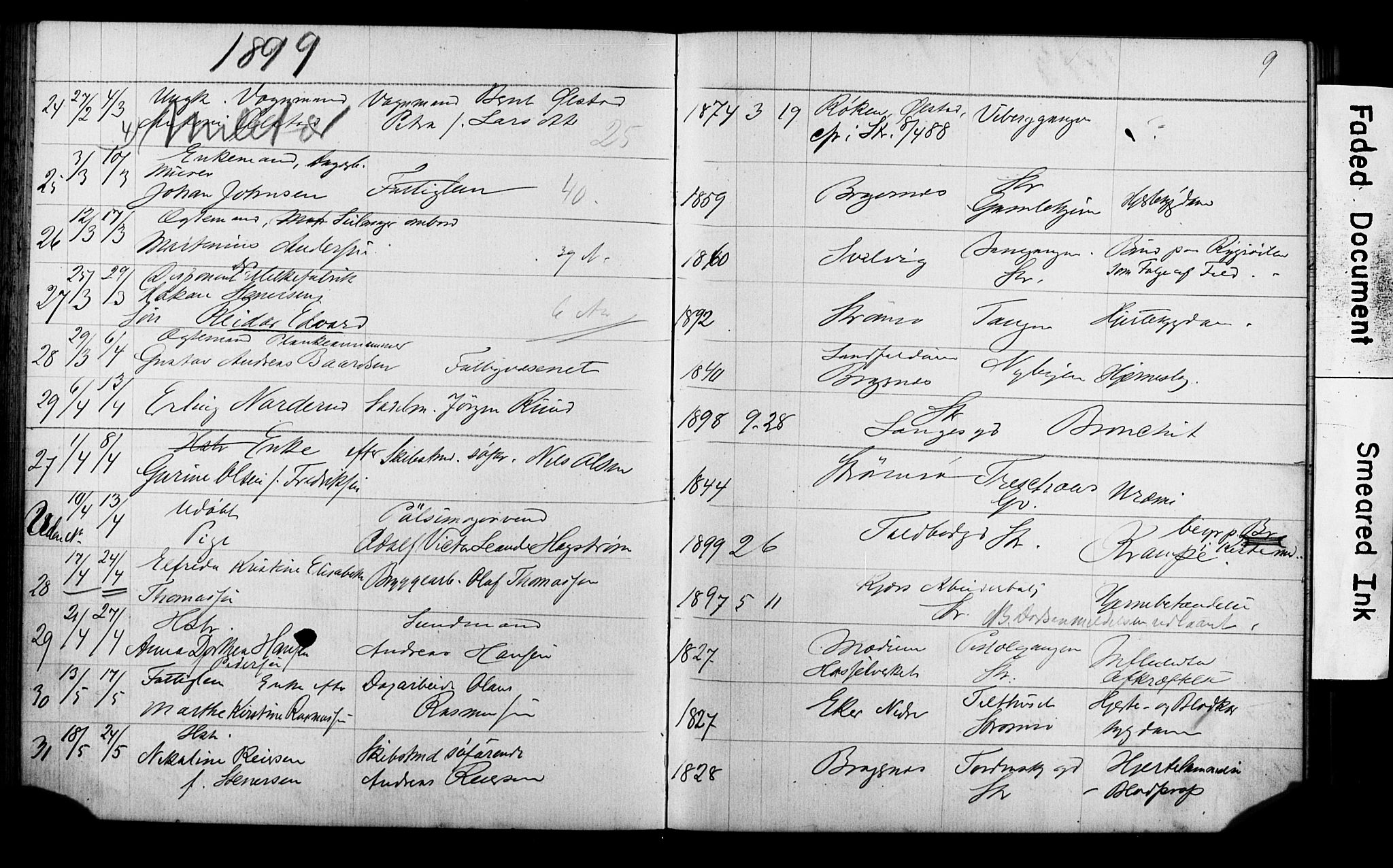 Strømsø kirkebøker, AV/SAKO-A-246/Y/Ya/L0005: Parish register draft no. I 5, 1897-1903, p. 9