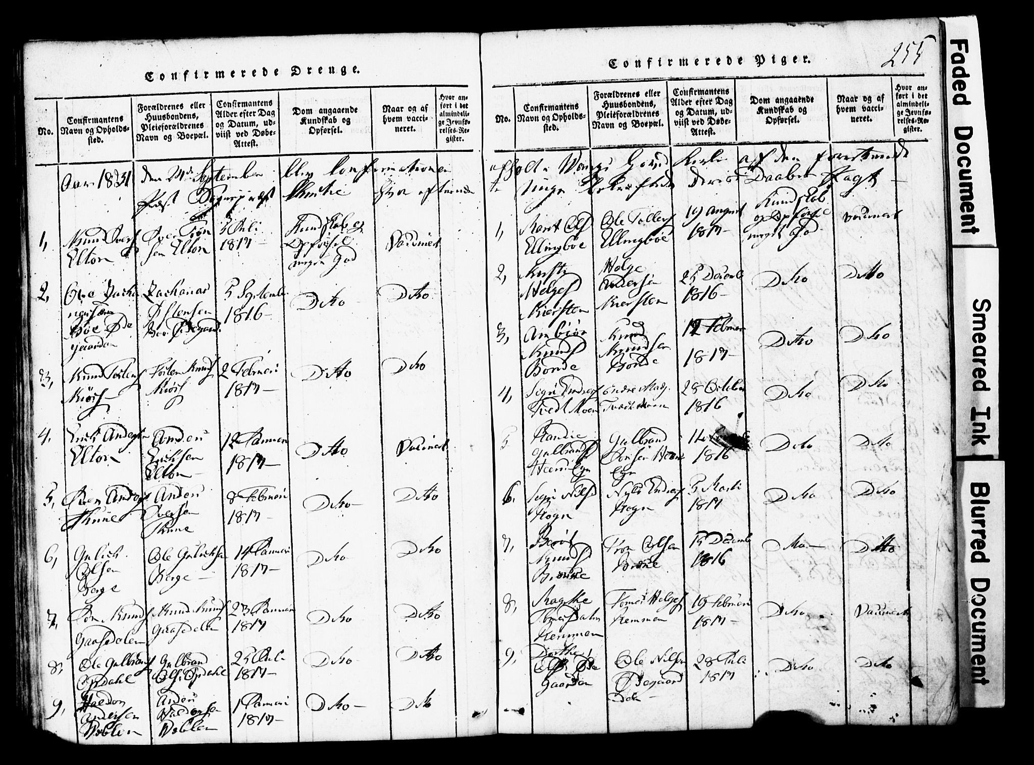 Vang prestekontor, Valdres, SAH/PREST-140/H/Hb/L0001: Parish register (copy) no. 1, 1814-1820, p. 255