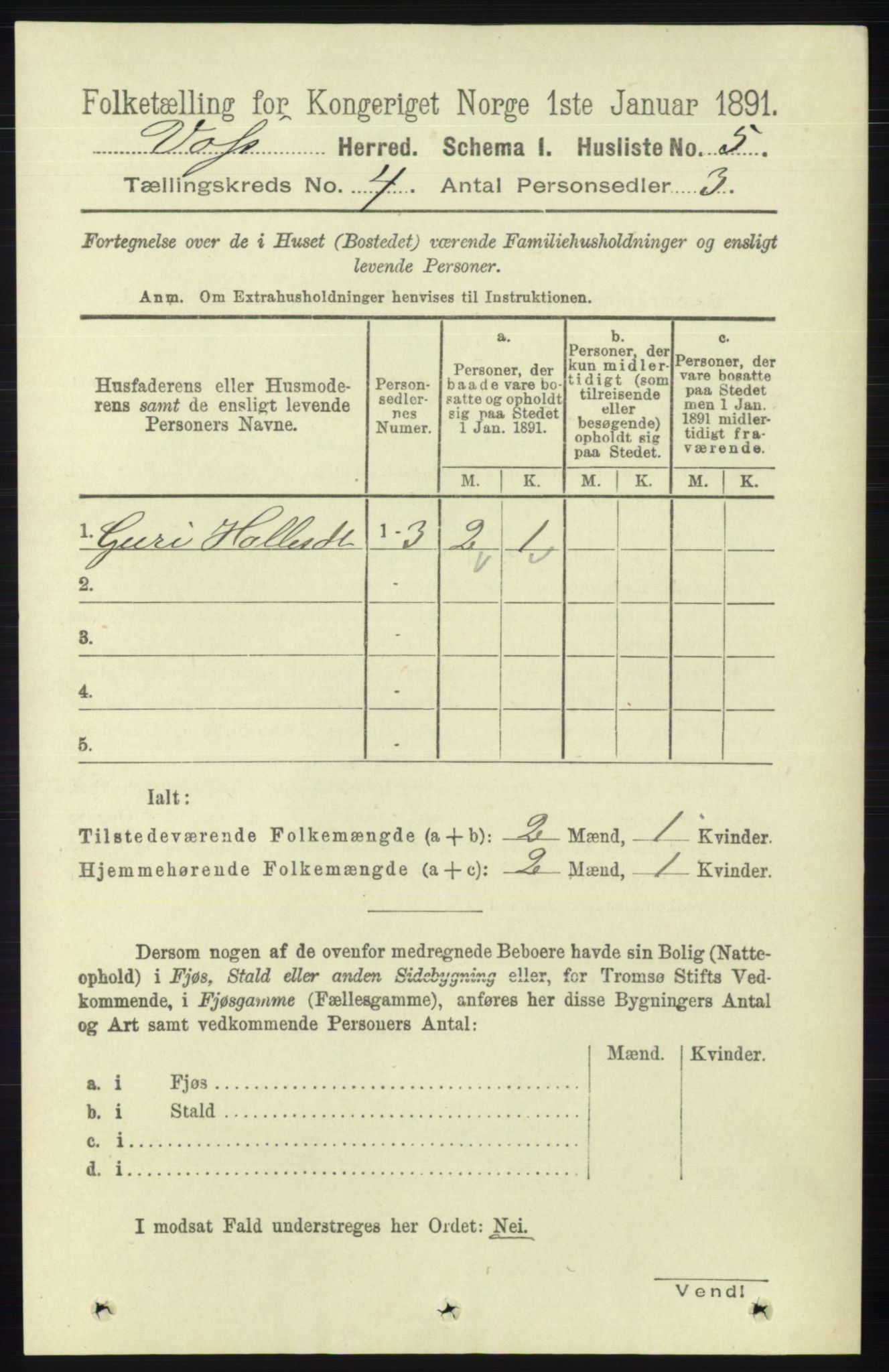 RA, 1891 census for 1235 Voss, 1891, p. 1432