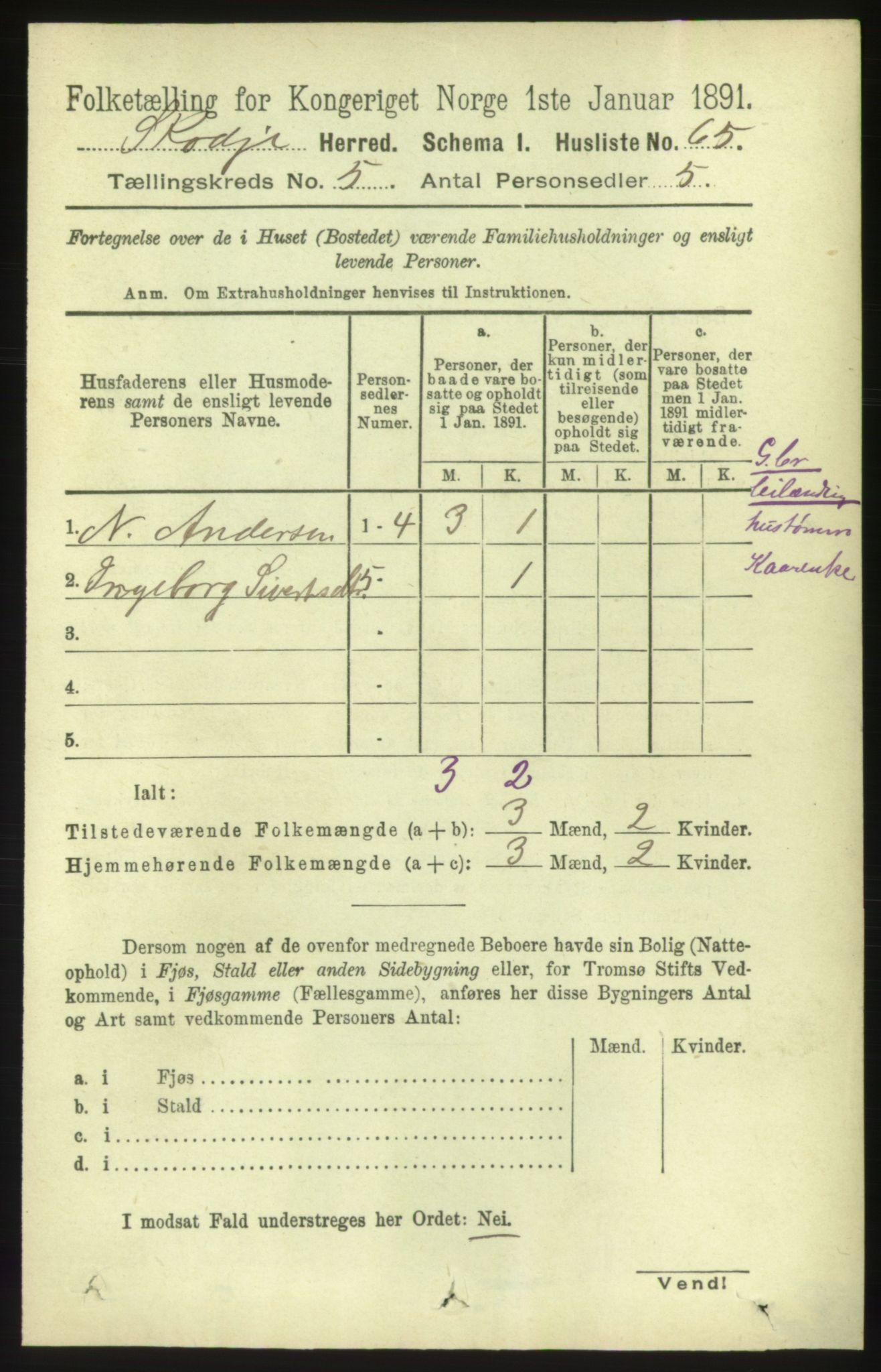 RA, 1891 census for 1529 Skodje, 1891, p. 798