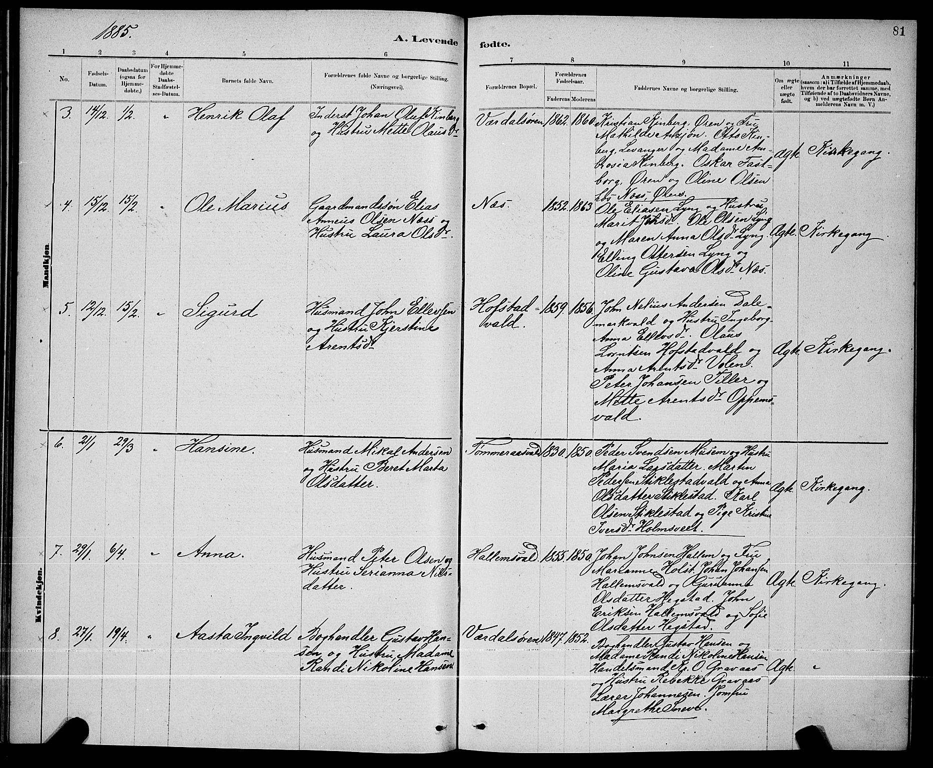 Ministerialprotokoller, klokkerbøker og fødselsregistre - Nord-Trøndelag, SAT/A-1458/723/L0256: Parish register (copy) no. 723C04, 1879-1890, p. 81