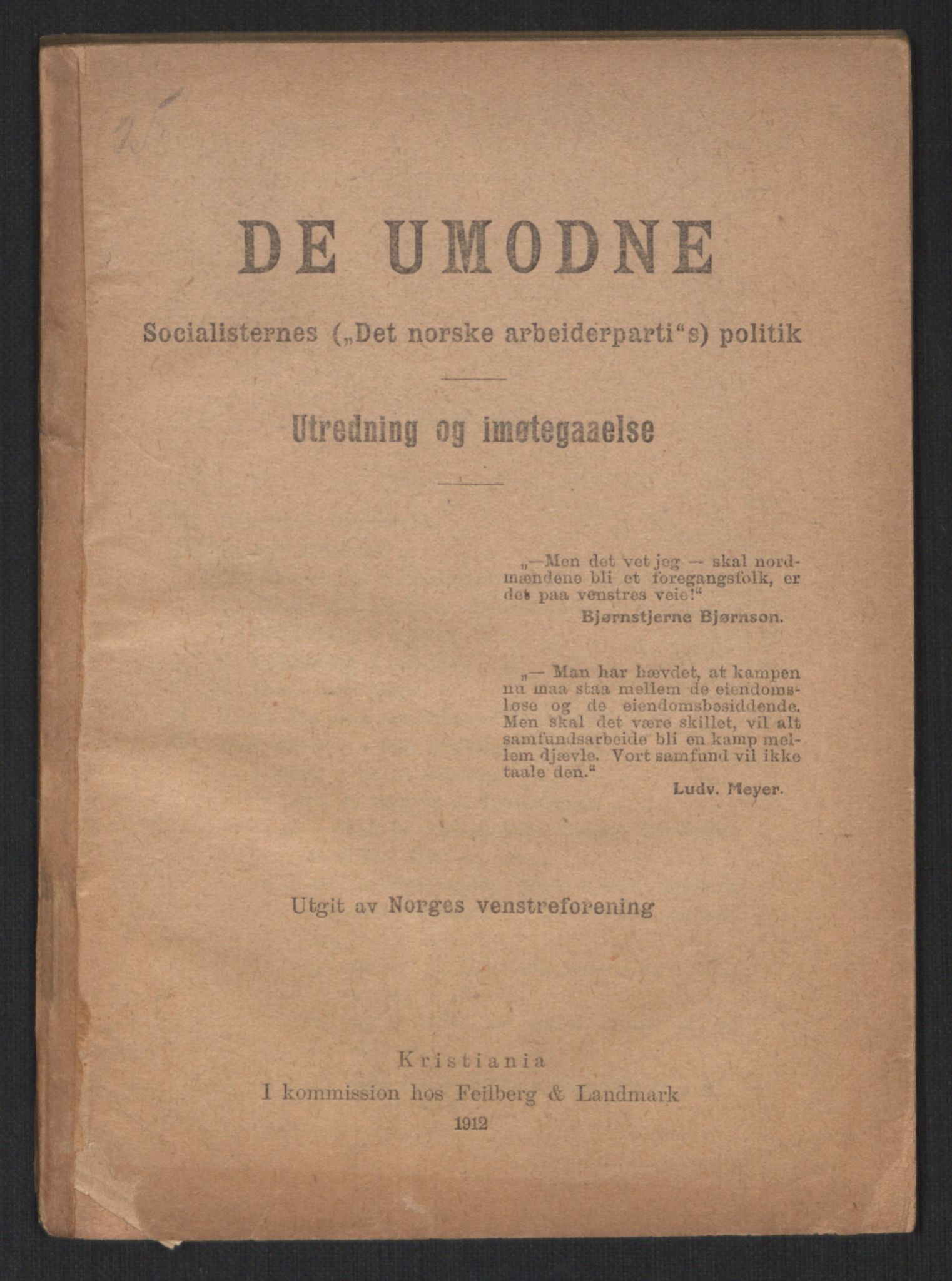 Venstres Hovedorganisasjon, RA/PA-0876/X/L0001: De eldste skrifter, 1860-1936, p. 864