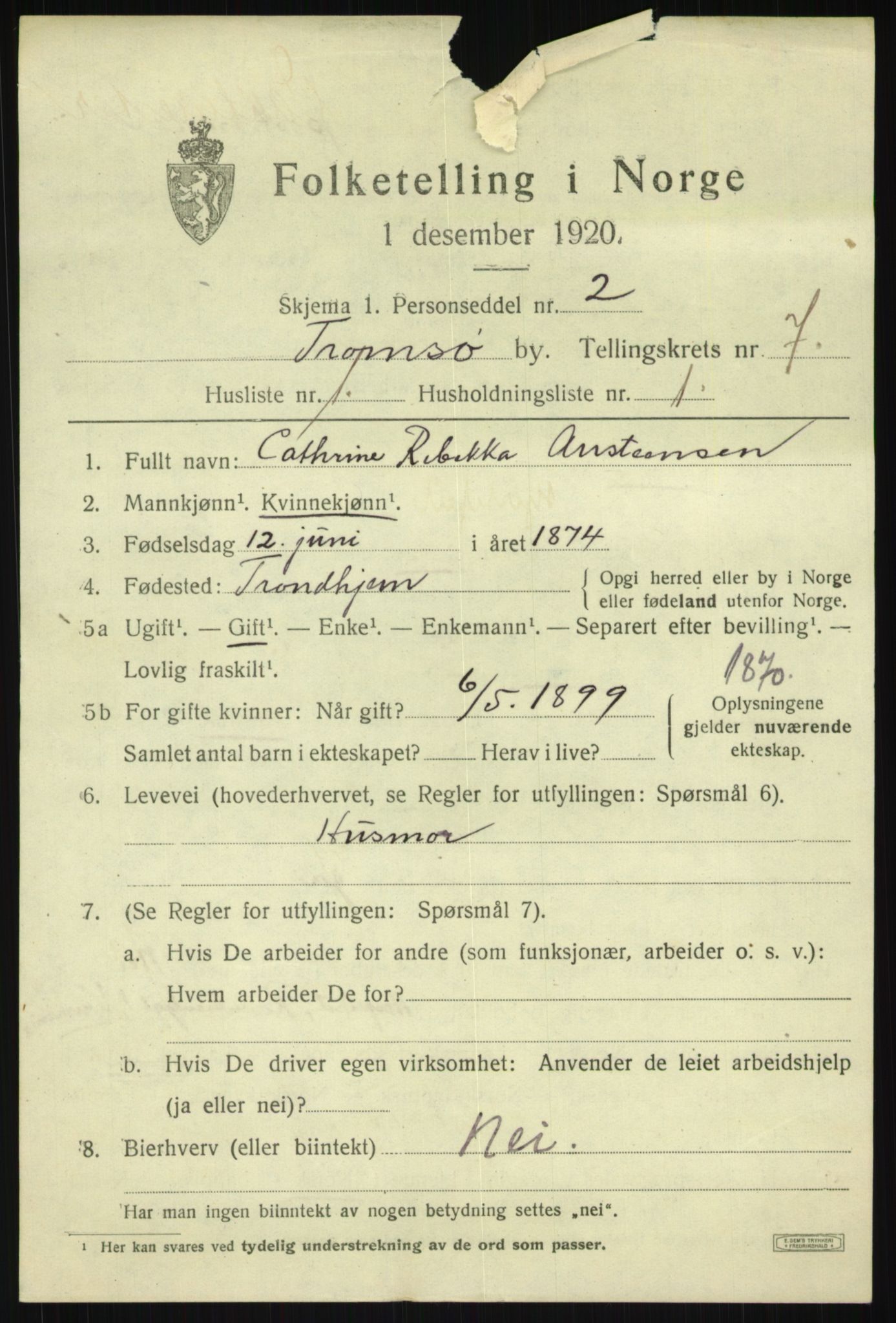 SATØ, 1920 census for Tromsø, 1920, p. 15873