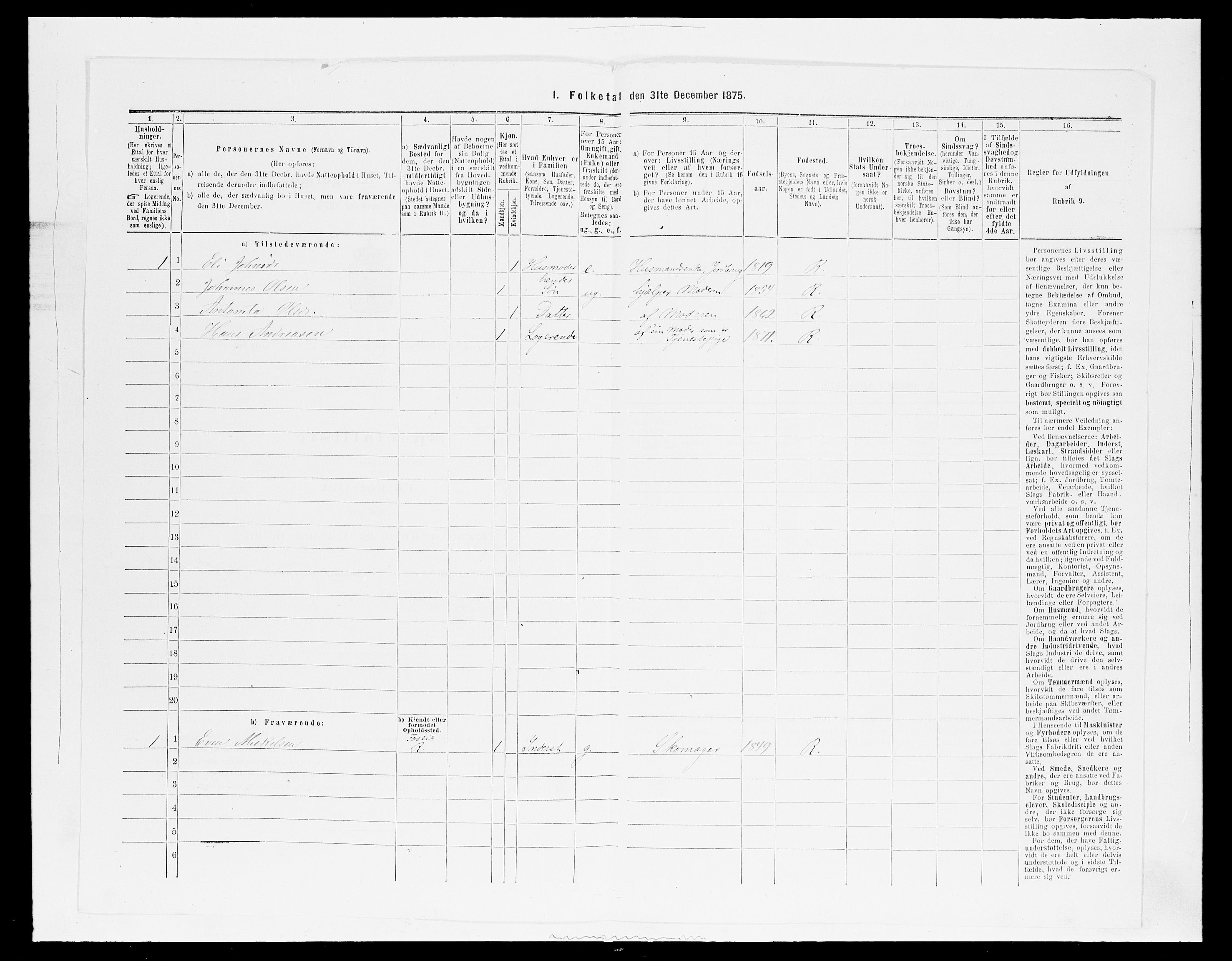 SAH, 1875 census for 0412P Ringsaker, 1875, p. 1154