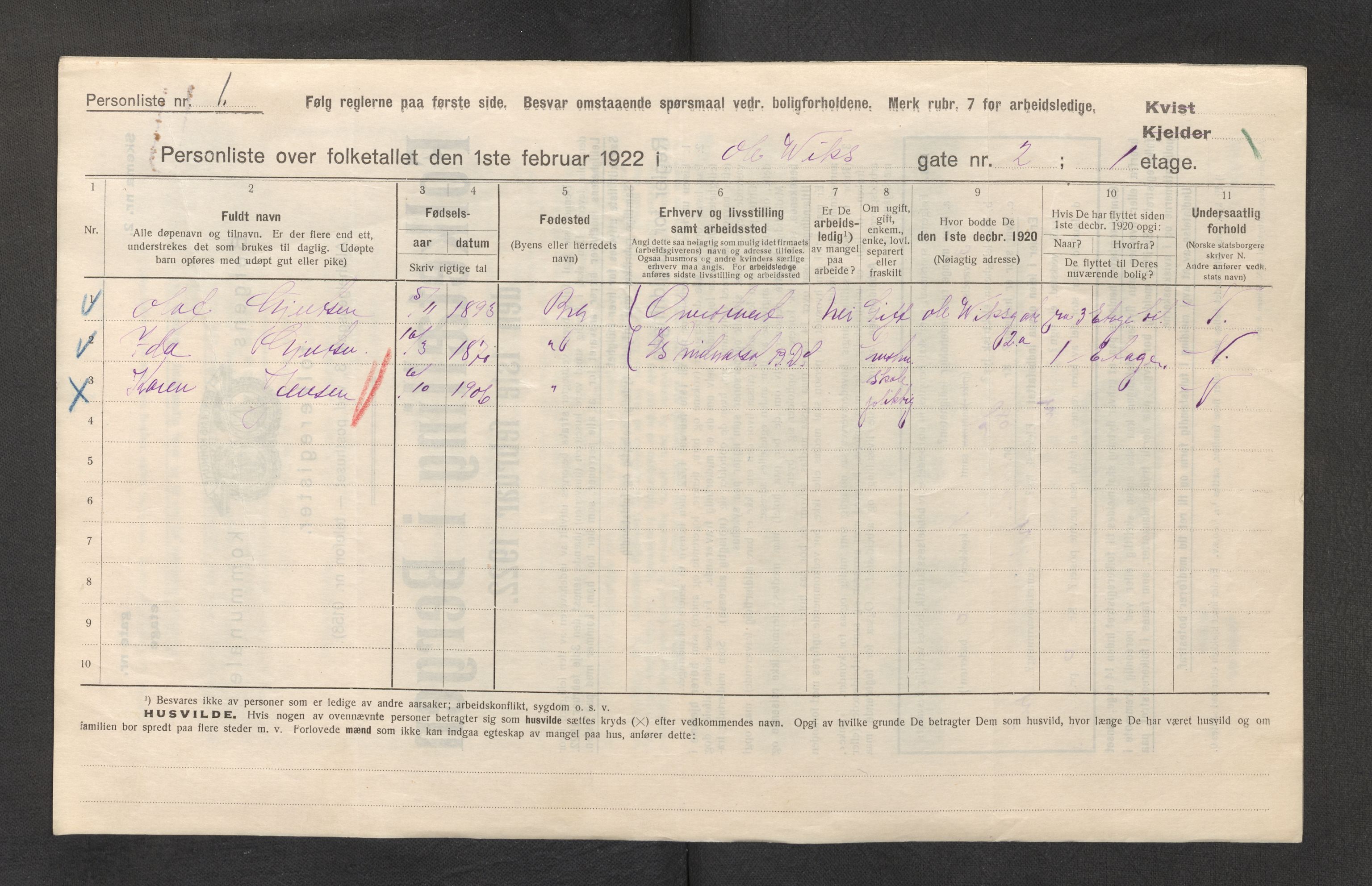 SAB, Municipal Census 1922 for Bergen, 1922, p. 30645