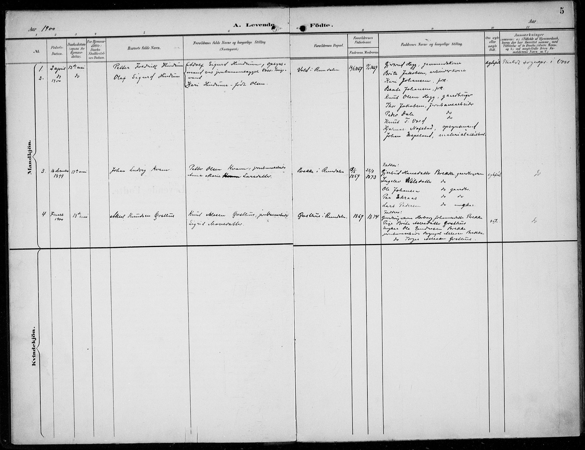 Parish register (official) no. A  1, 1900-1939, p. 5
